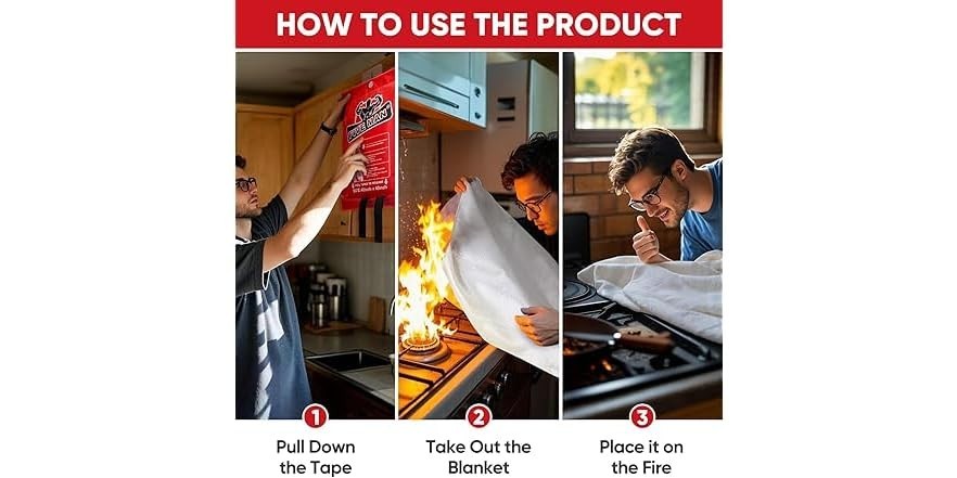 Lot of 2 FIVEMAN Emergency Fire Blanket – 40×40 inch Blanket, 2 Pairs of Gloves+