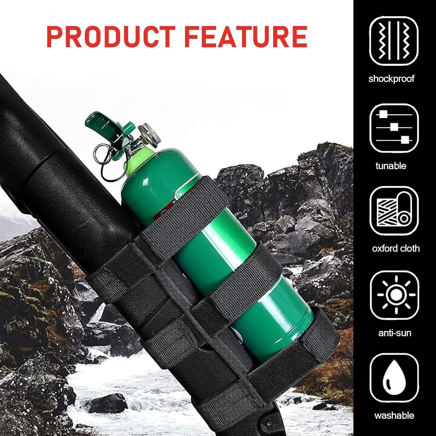 Adjustable Fire Extinguisher Holder for Jeep Wrangler with American Flag Design