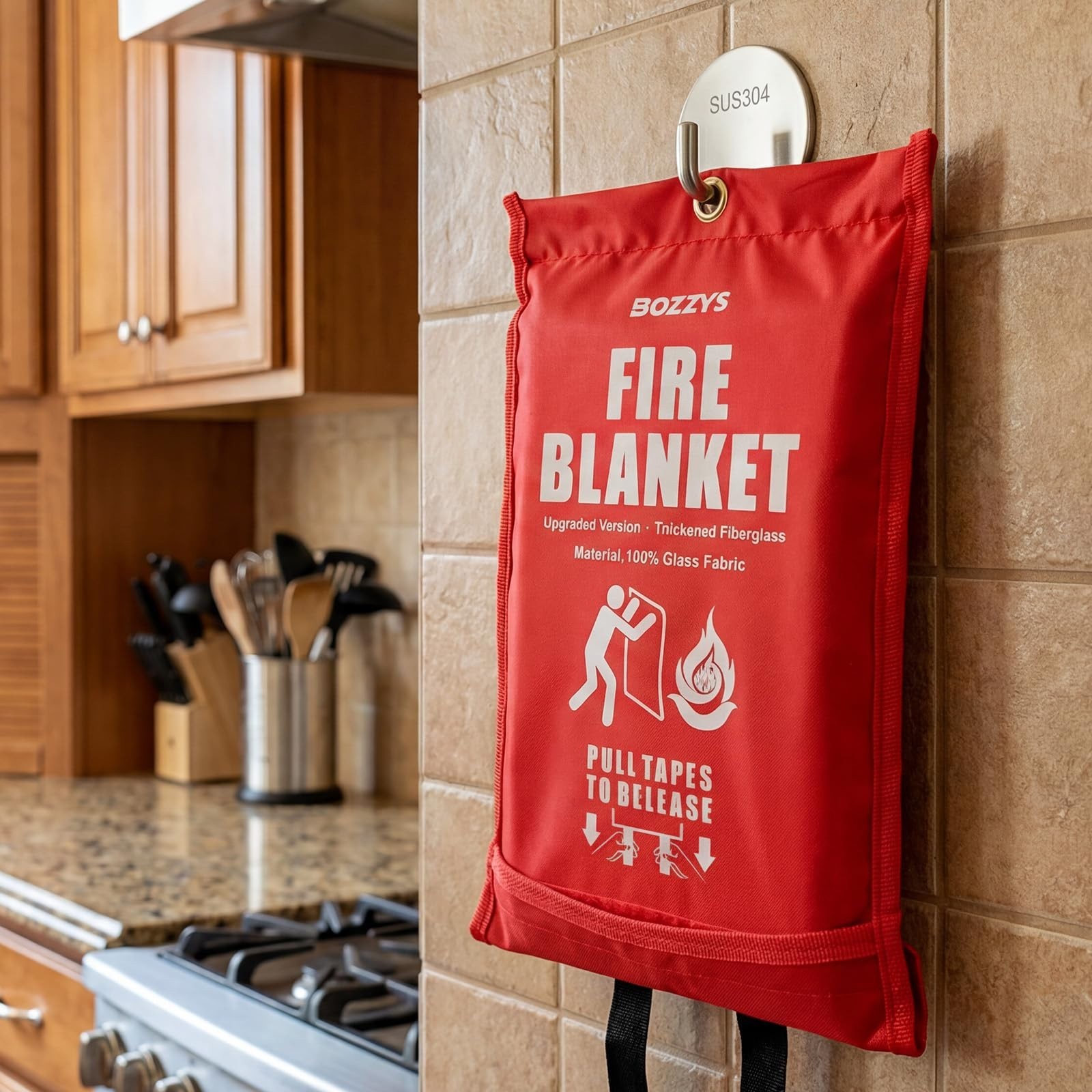 Emergency Fire Blanket 3-Pack | 40″x40″ Fiberglass Fire Suppression for Home & K