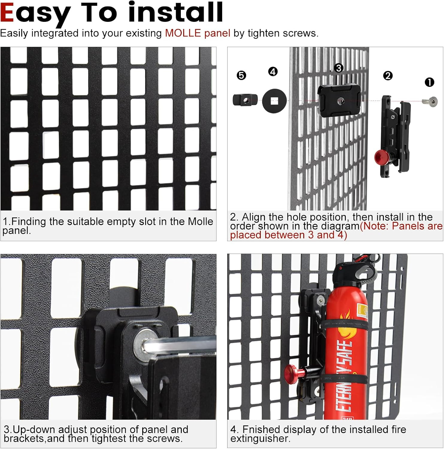 Molle Panel Fire Extinguisher Mount for Tactical Vehicles and Gear
