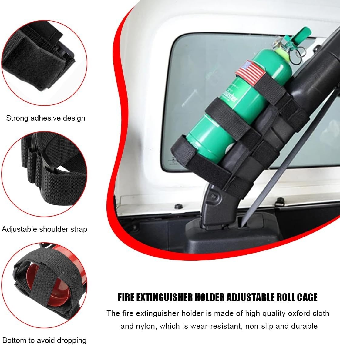 Fire Extinguisher Holder, Adjustable Roll Bar Extinguisher Fixed Belt with F…