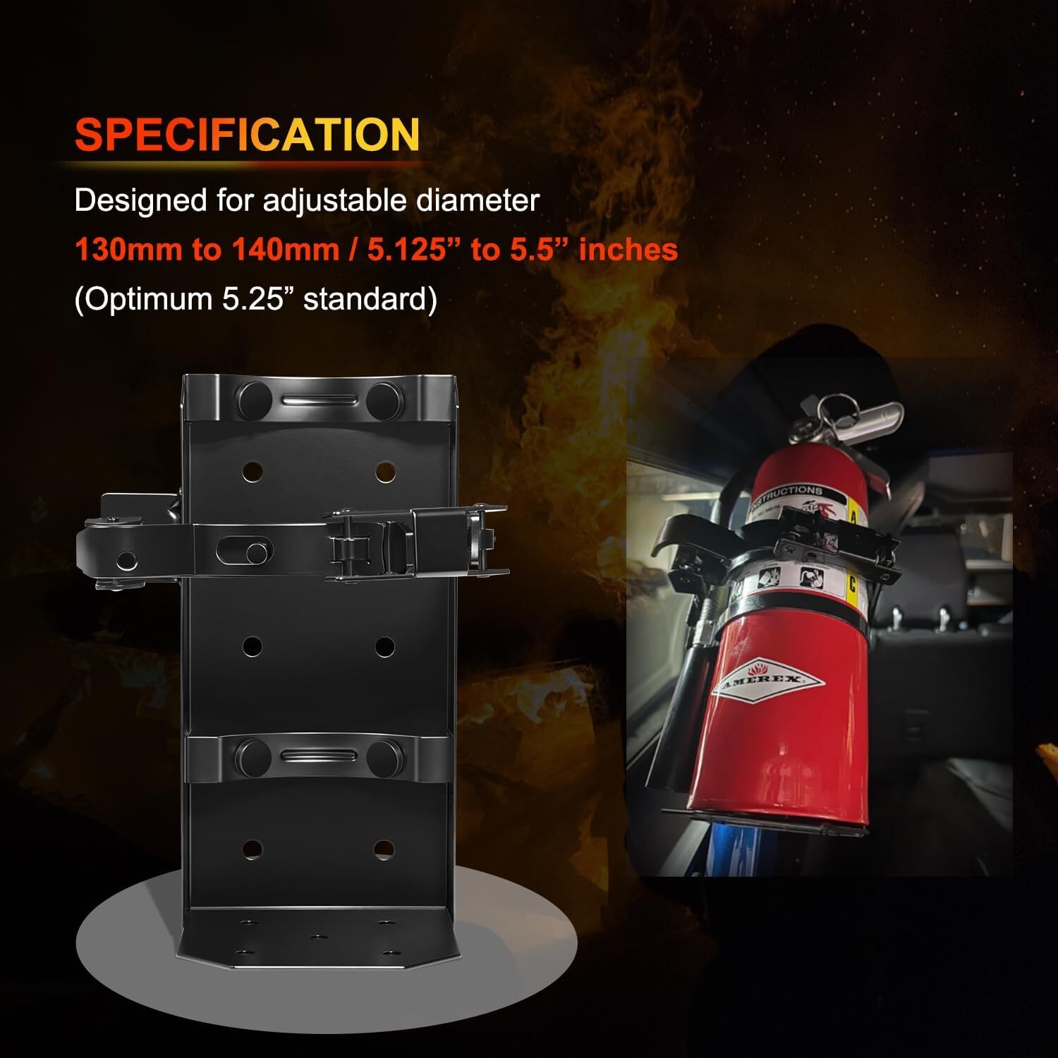Heavy Duty 10 LB Dry Fire Extinguisher Vehicle Bracket Universal 809 5.25″ dia