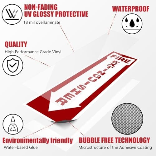 Fire Extinguisher Signs,Safety Sign Sticker glow in the dark 12 Pack 4″ X 12″ Du