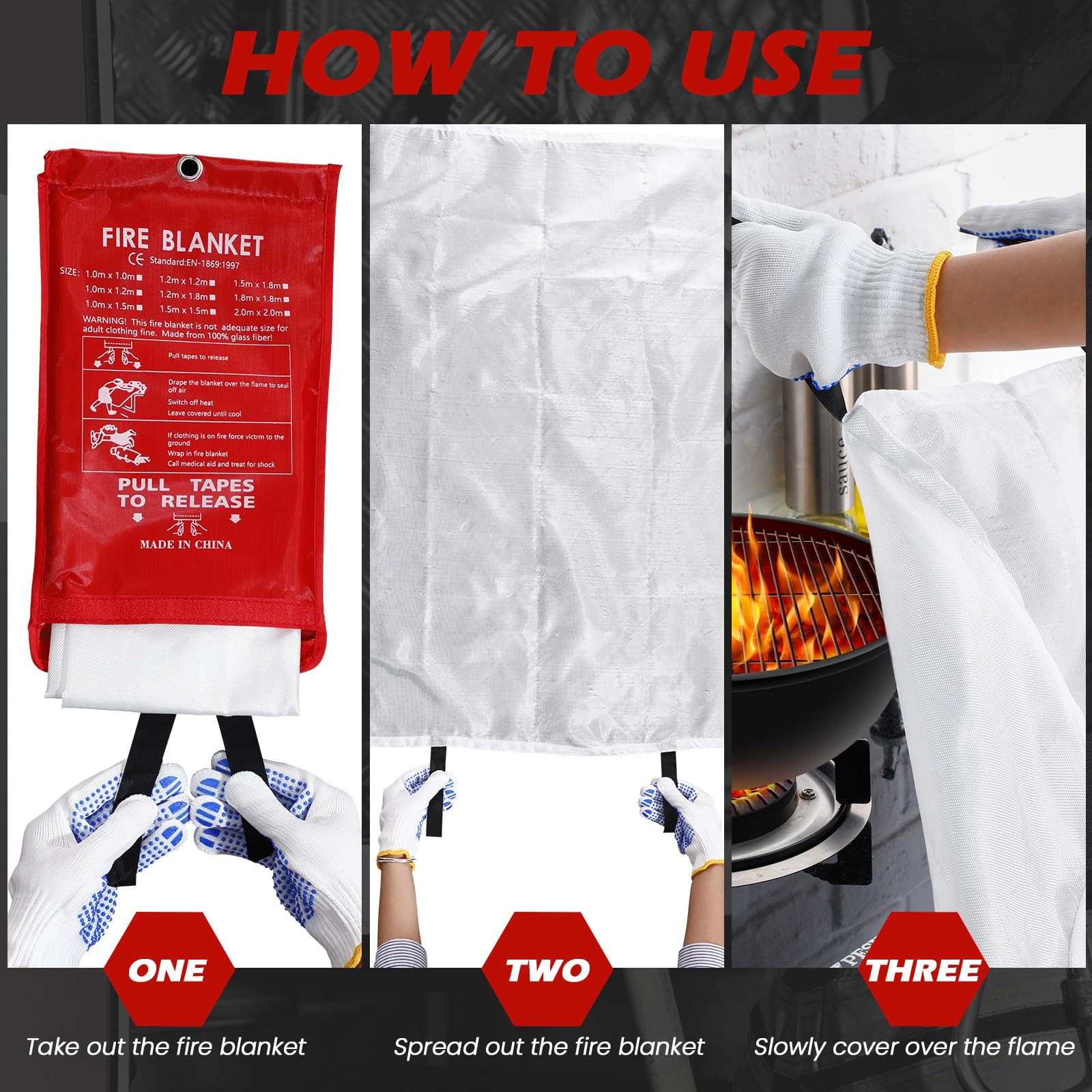 6 Sets Fire Blanket for Home Fire Suppression Thermal Blankets with Whistles,…