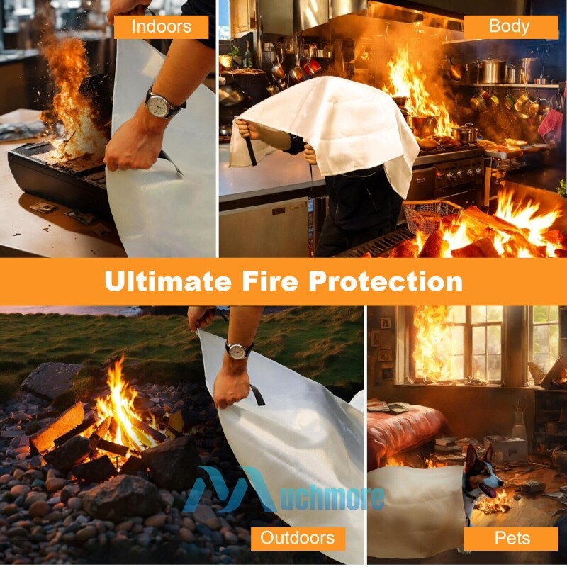 Emergency Fire Blanket Quick Release In Case Fr Home Car Office 1.2mx1.2mx0.3mm