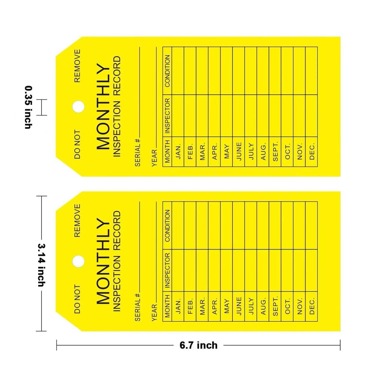 Monthly Inspection Tags (100-Pack), PVC-Plastic Tear & Water Resistant,Safety…