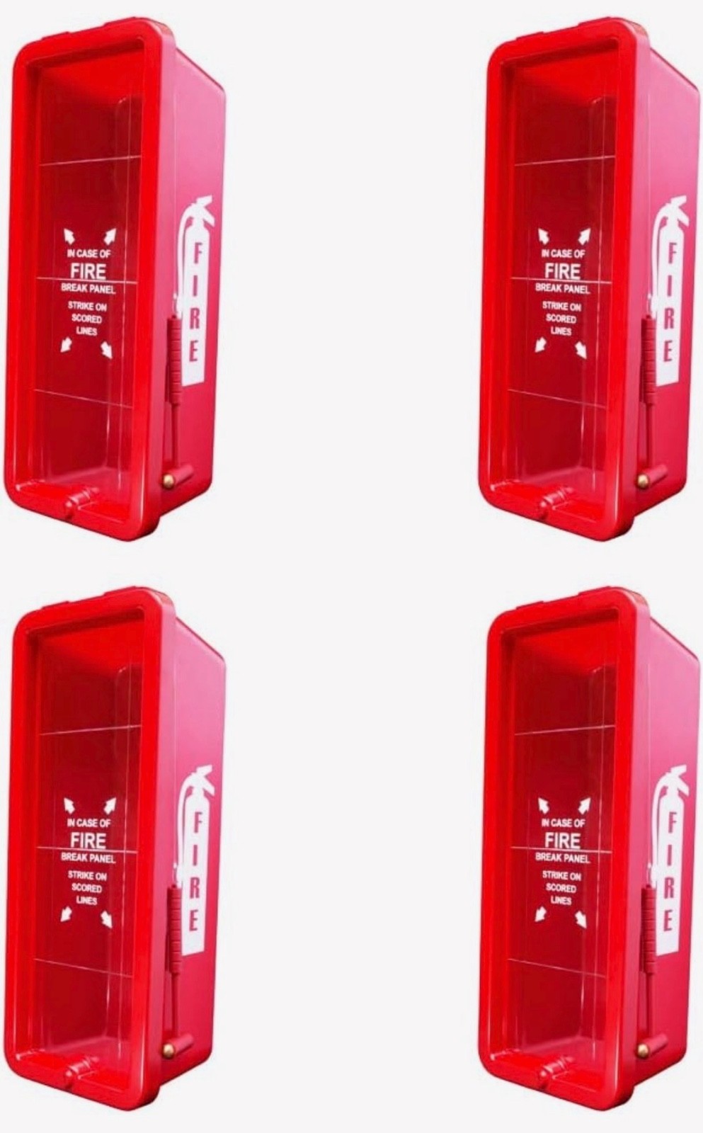 ✅🔥🧯(4-PACK) NEW 10lb FIRE EXTINGUISHER CABINET WITH PLEXI GLASS, LOCK & HAMMER