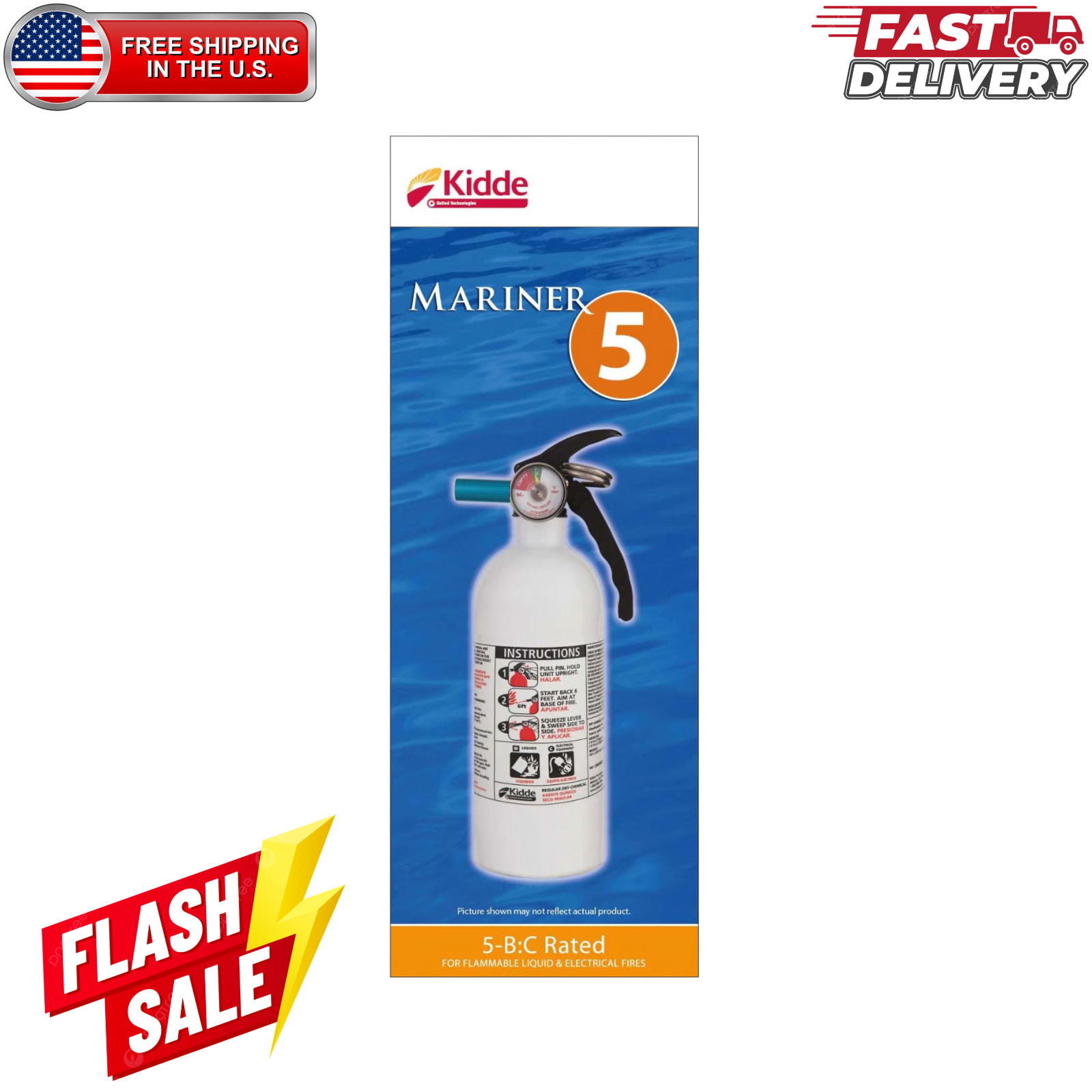 Kidde 5BC Vehicle Fire Extinguisher Single Use Car Auto Safety Extinguisher