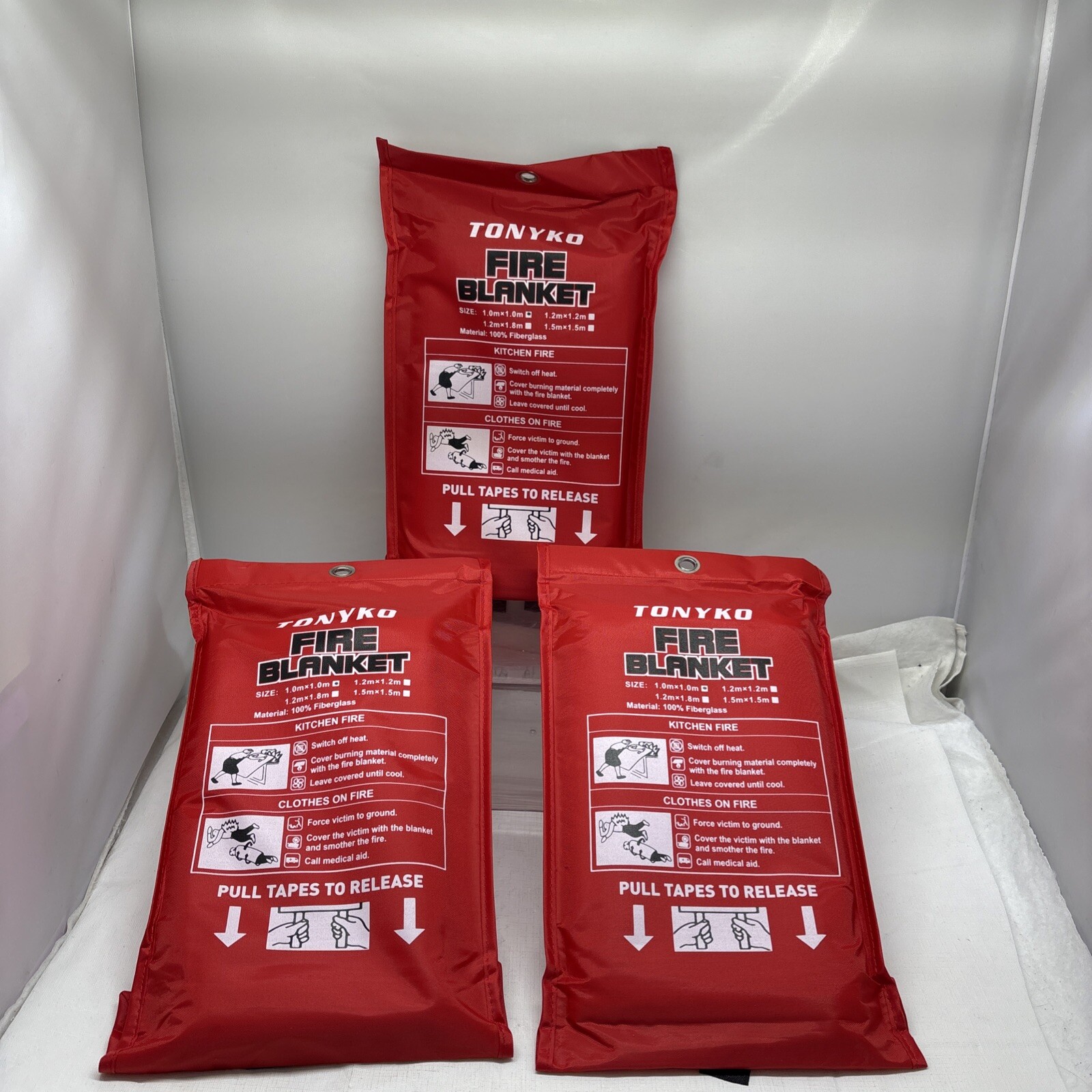TONYKO Premium Fire Blanket 1.0 X 1.0 Metre * 3 PACK * (B2)