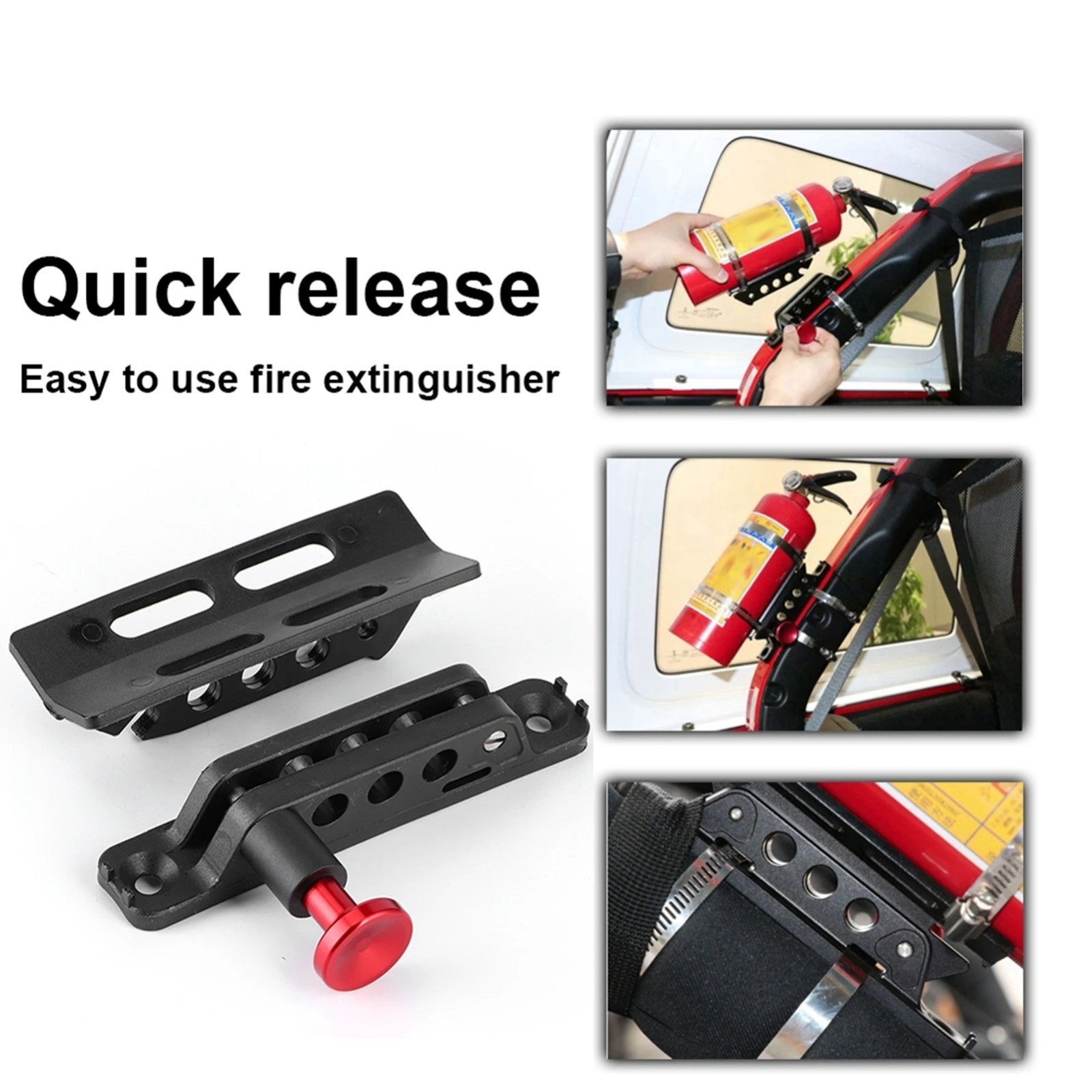 Fire Extinguisher Mount Bracket Adjustable Roll Bar Holder for Jeep Wrangler JK