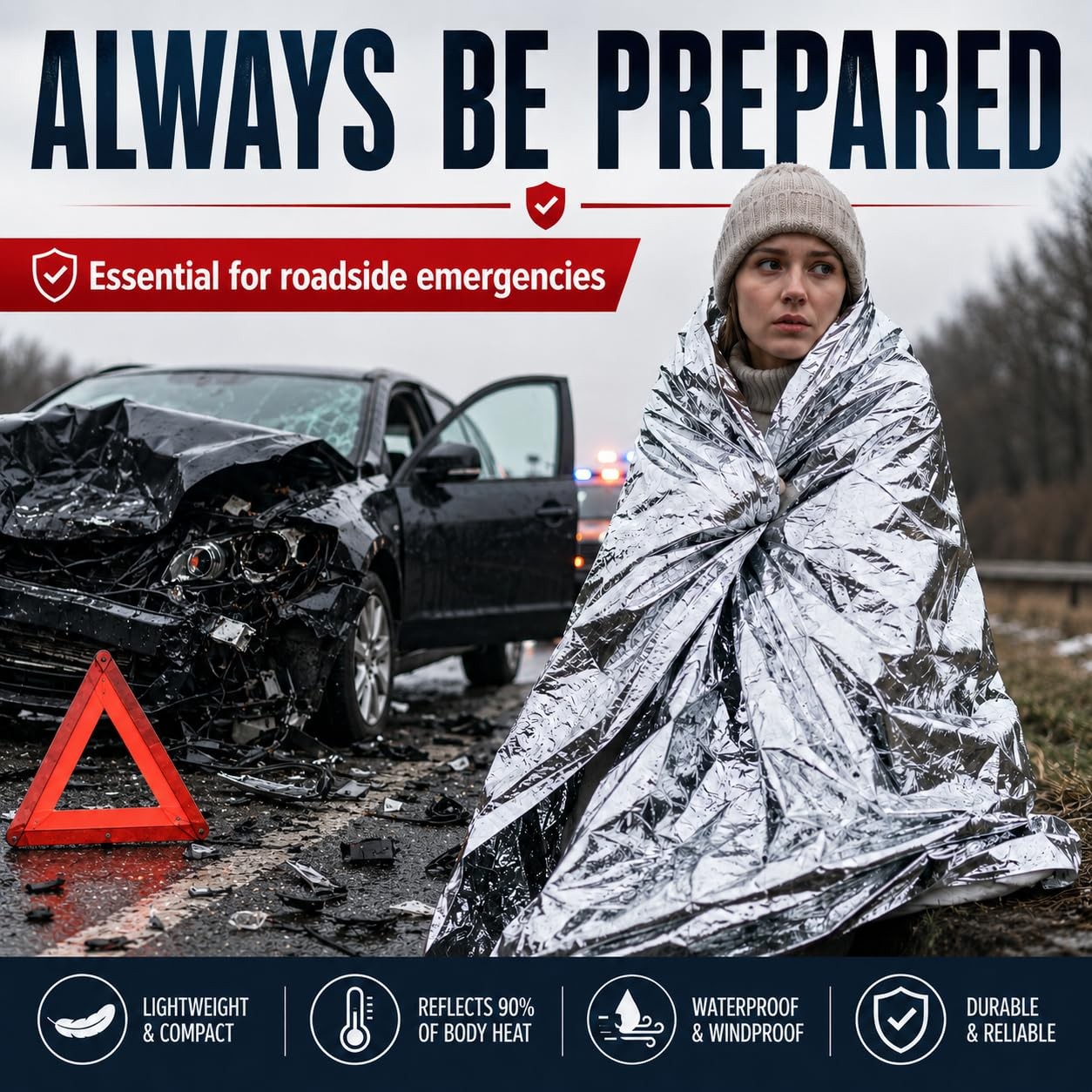 BH Lot of 50 Emergency Mylar Blankets – 84 x 52