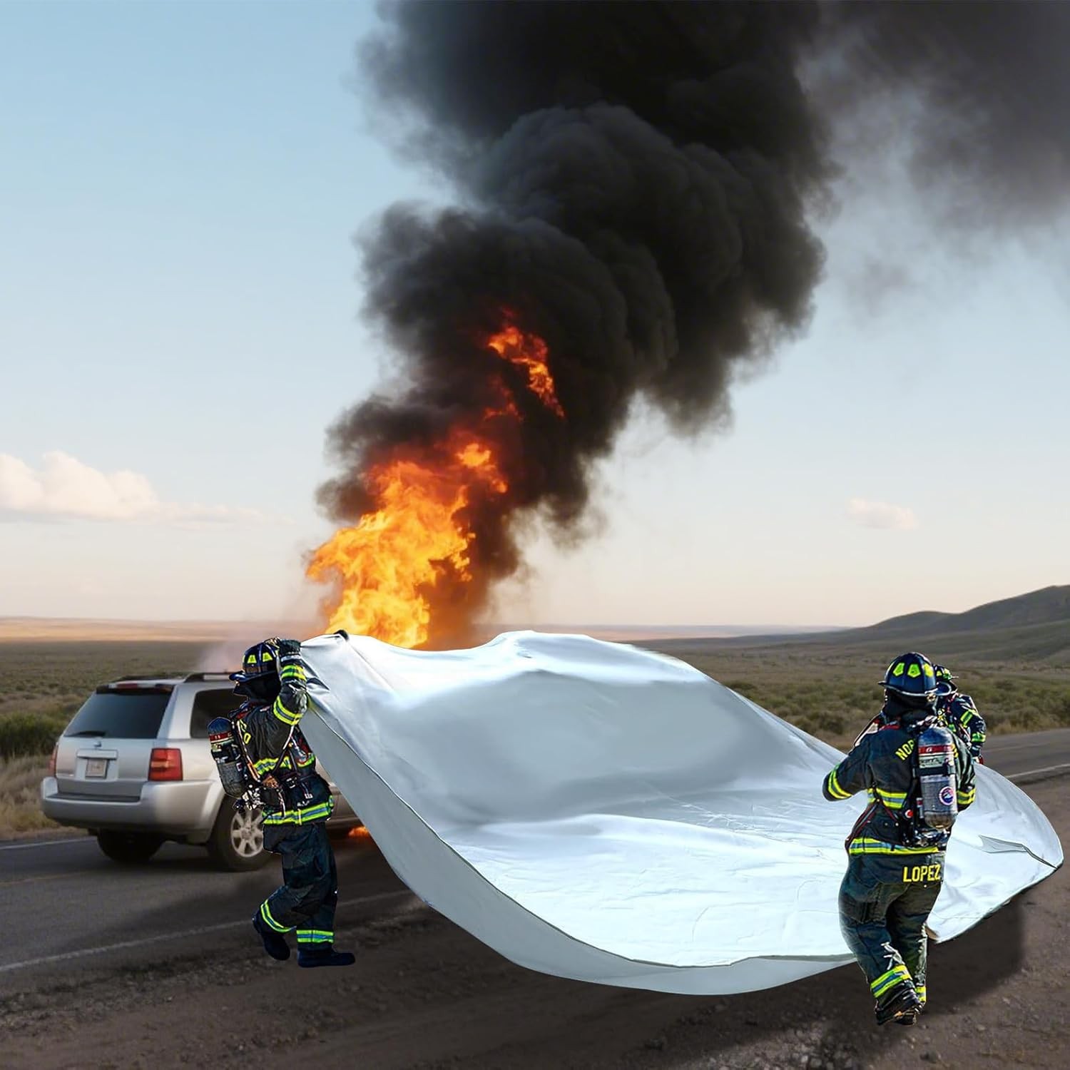Large Fibreglass Vehicle Emergency Fire Blanket, Car Fire Suppression Blanket