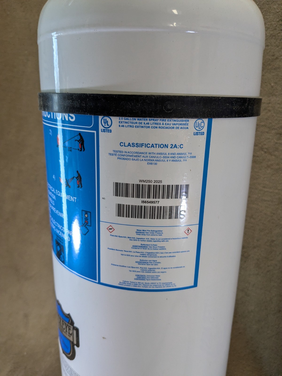 Buckeye 51000 Fire Extinguisher 2A:C Water Mist 2.5 Lb