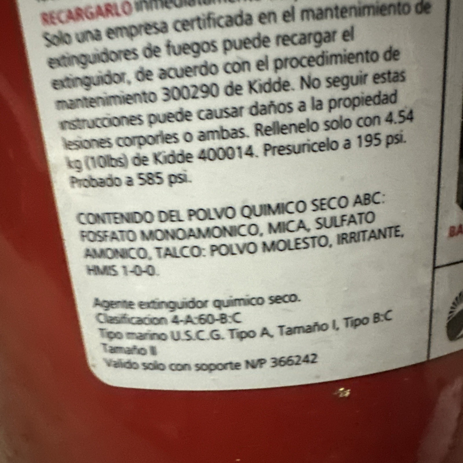 Kidde Pro 460 4-A:60-B:C Multipurpose Fire Extinguisher Rechargeable unit Steel
