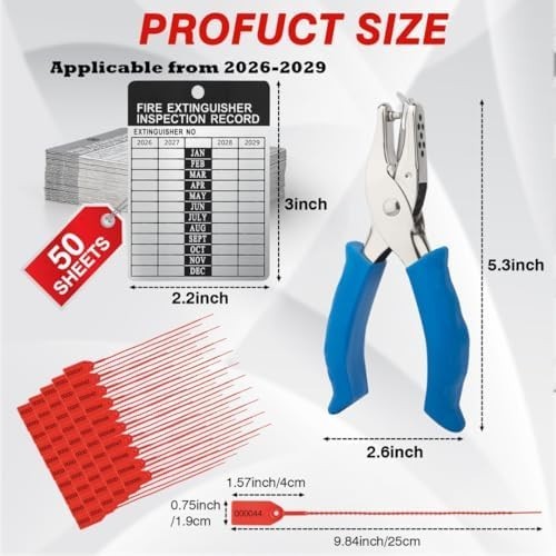 50 Sets 2026–2029 Fire Extinguisher Tags Aluminum Metal 50, 2026-2029