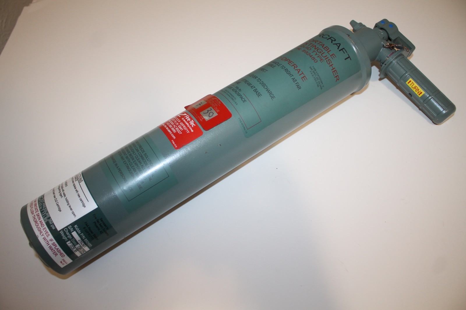 Kidde Aircraft Fire Extinguisher Part 892480 7/2030