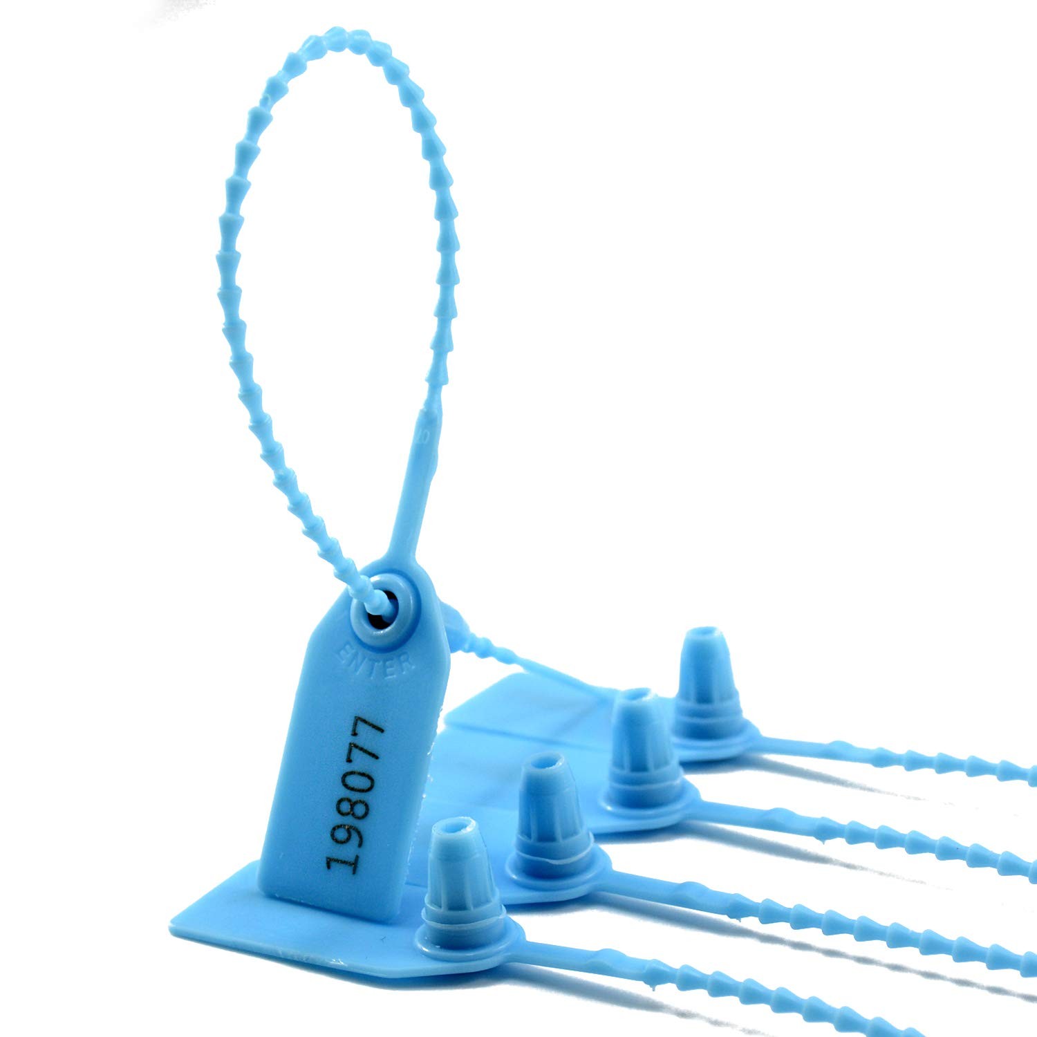 200PCS Light Blue Plastic Tamper Seals, Numberd Zip Ties for Fire Extinguishe…