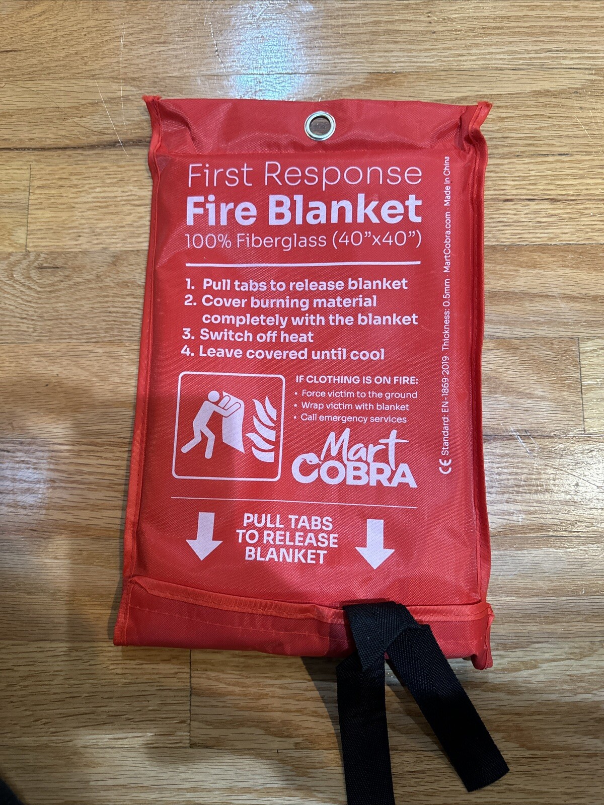 Mart Cobra Fire Blanket – 100% Fiberglass 40”x40”