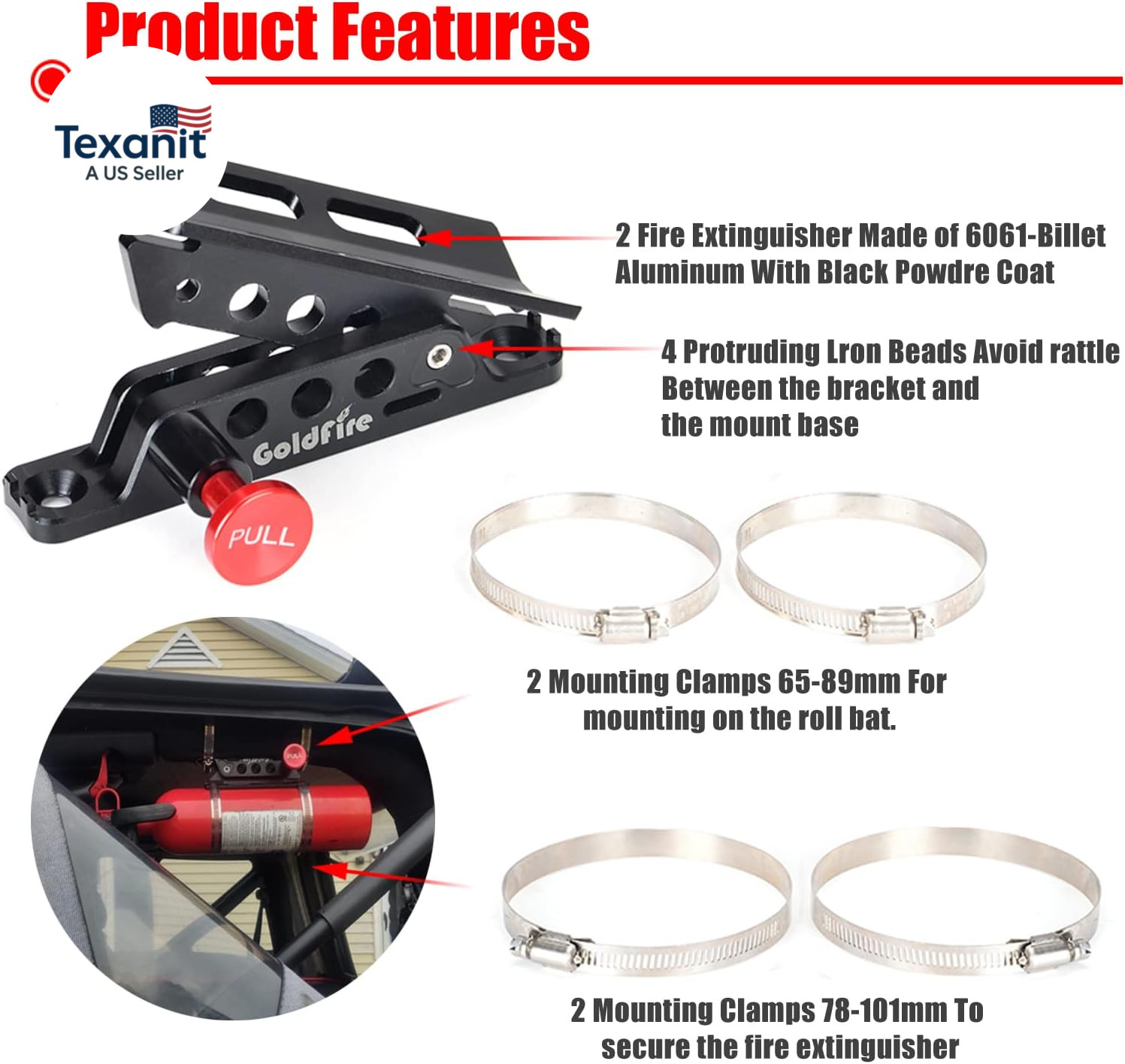 Universal Vehicle Adjustable Quick Release Roll Bar Fire Extinguisher Mount Hold