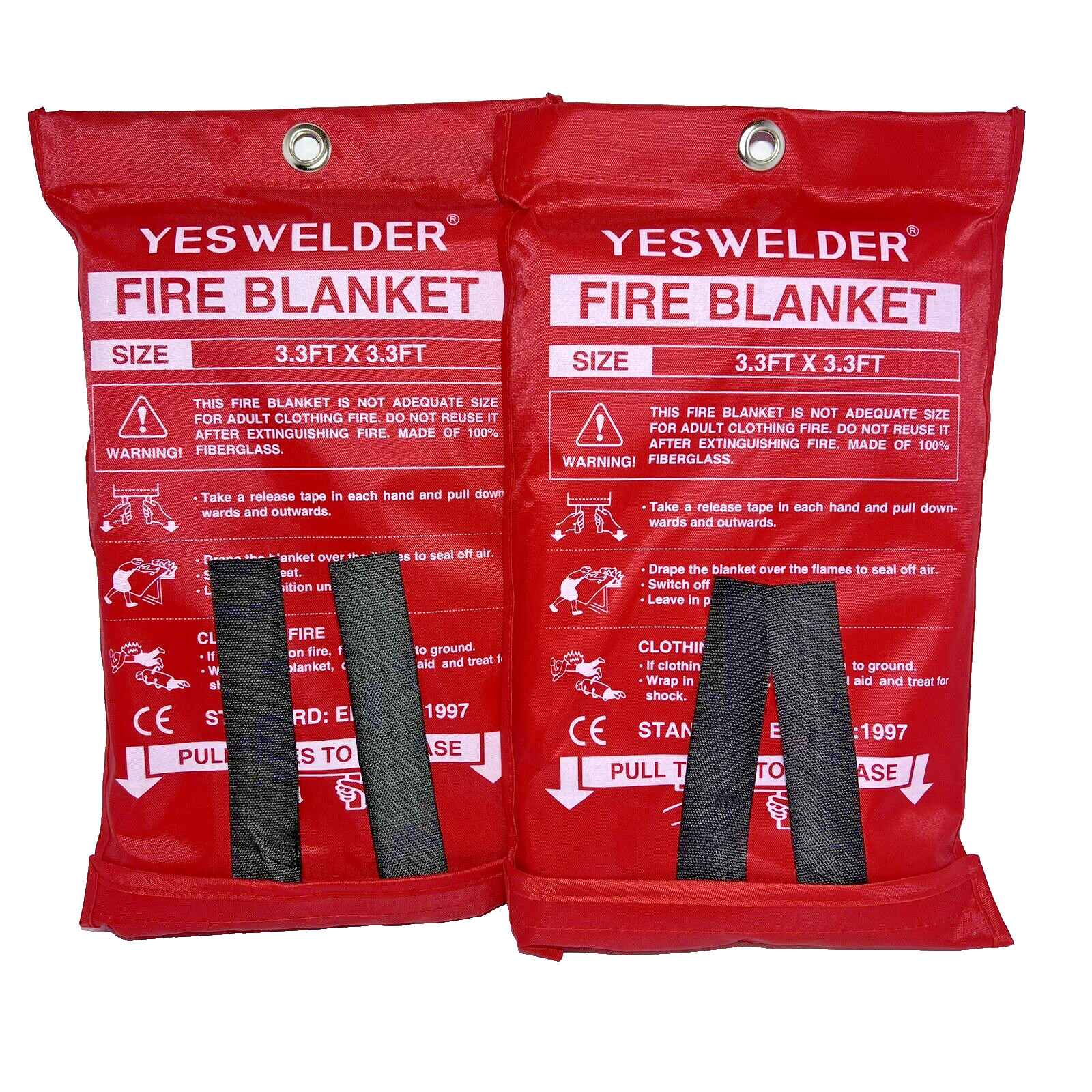 2 Pack Fire Blankets 39”X39” 100% Fiberglass For Small Fires, Home Kitchen Work