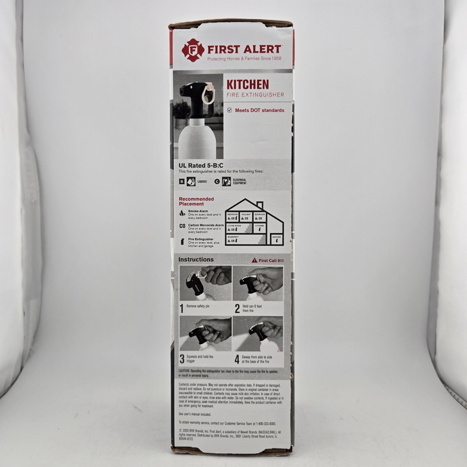 First Alert Kitchen Fire Extinguisher KFE2S5 UL Rated 5-B:C White 1 Pack NEW