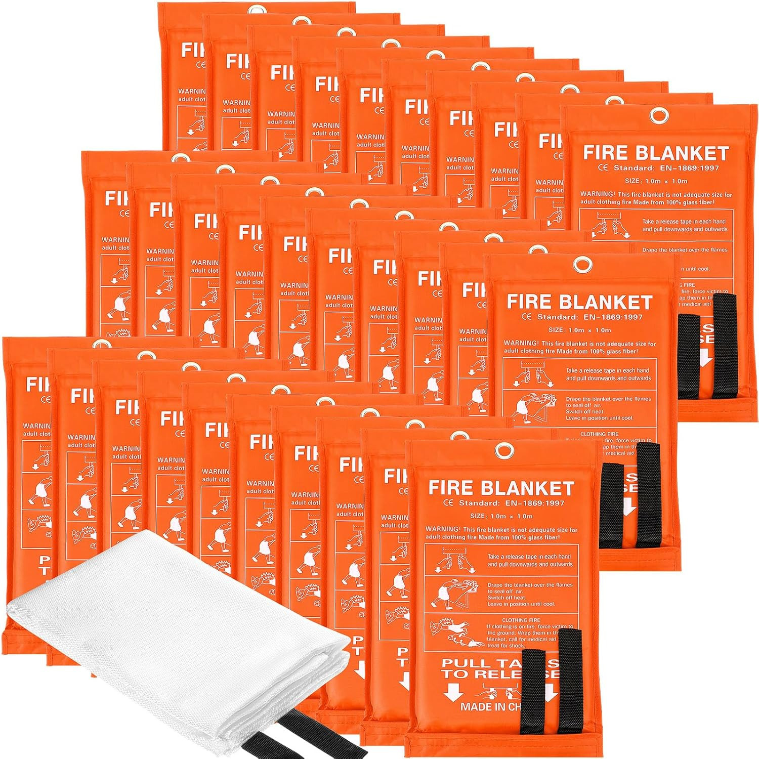 30 Pack Fire Blankets 39” X 39” Fire Blanket Emergency for Home and Kitchen Exti