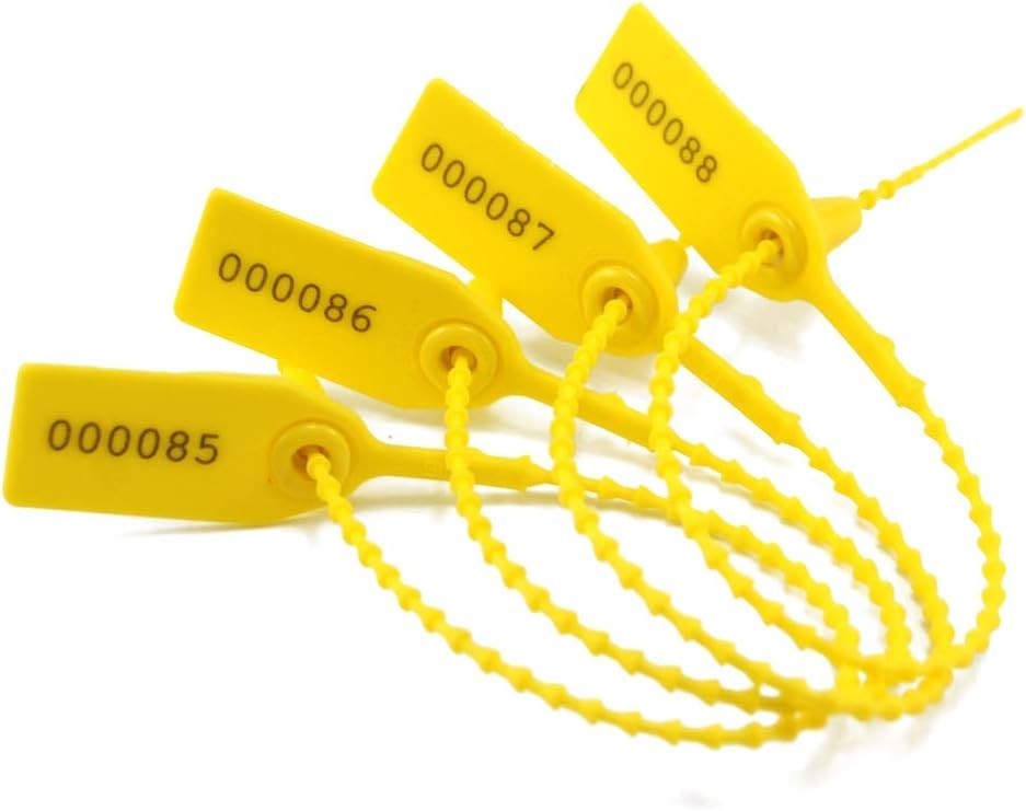 Yellow Plastic Tamper Seals 1000 Pcs – Numbered Security Zip Ties for Fire Ex…