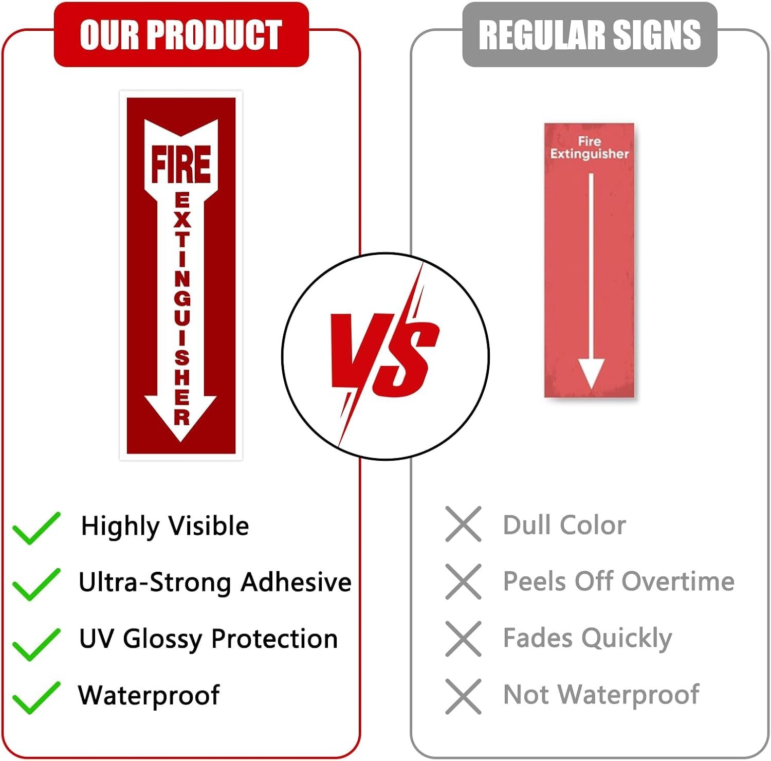 12 Pack Fire Extinguisher Signs Glow in Dark Waterproof Stickers for Home Office
