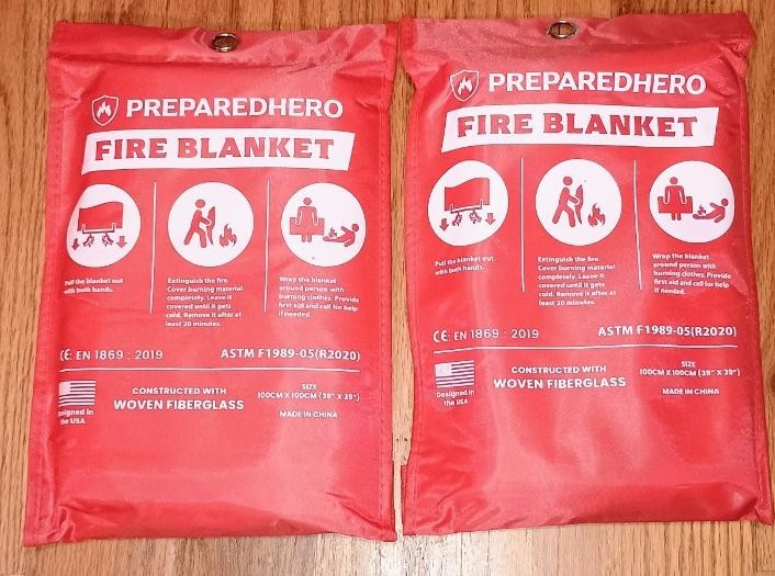 Prepared Hero Fire Blanket 39″×39″ Fiberglass Home Emergency Safety 2 Pack