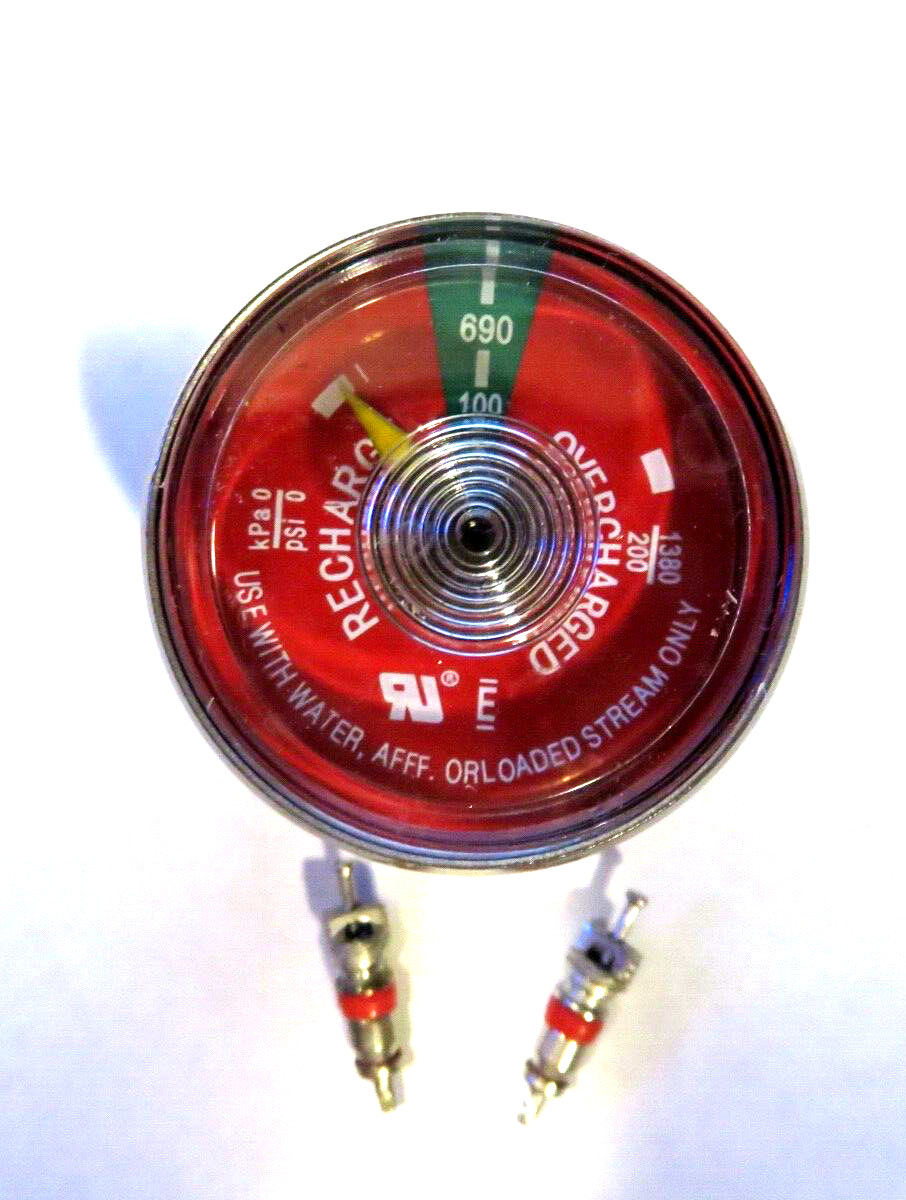 🔥🧯👉 1-100# psi Gauge For Water Pressure Fire Extinguisher W/2-schrader Cores