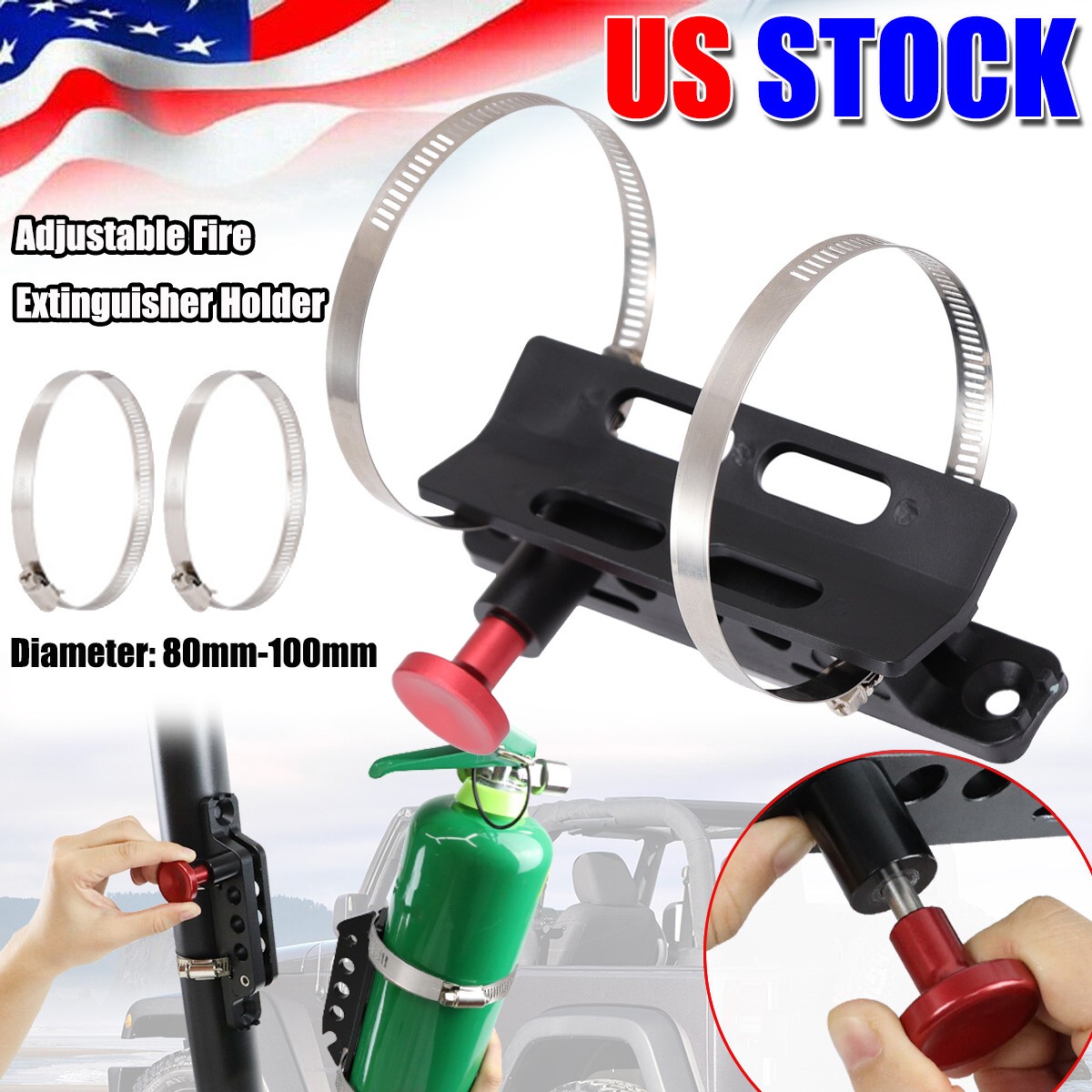 Adjustable Universal Car Fire Extinguisher Mounting Bracket Holder For UTV Jeep