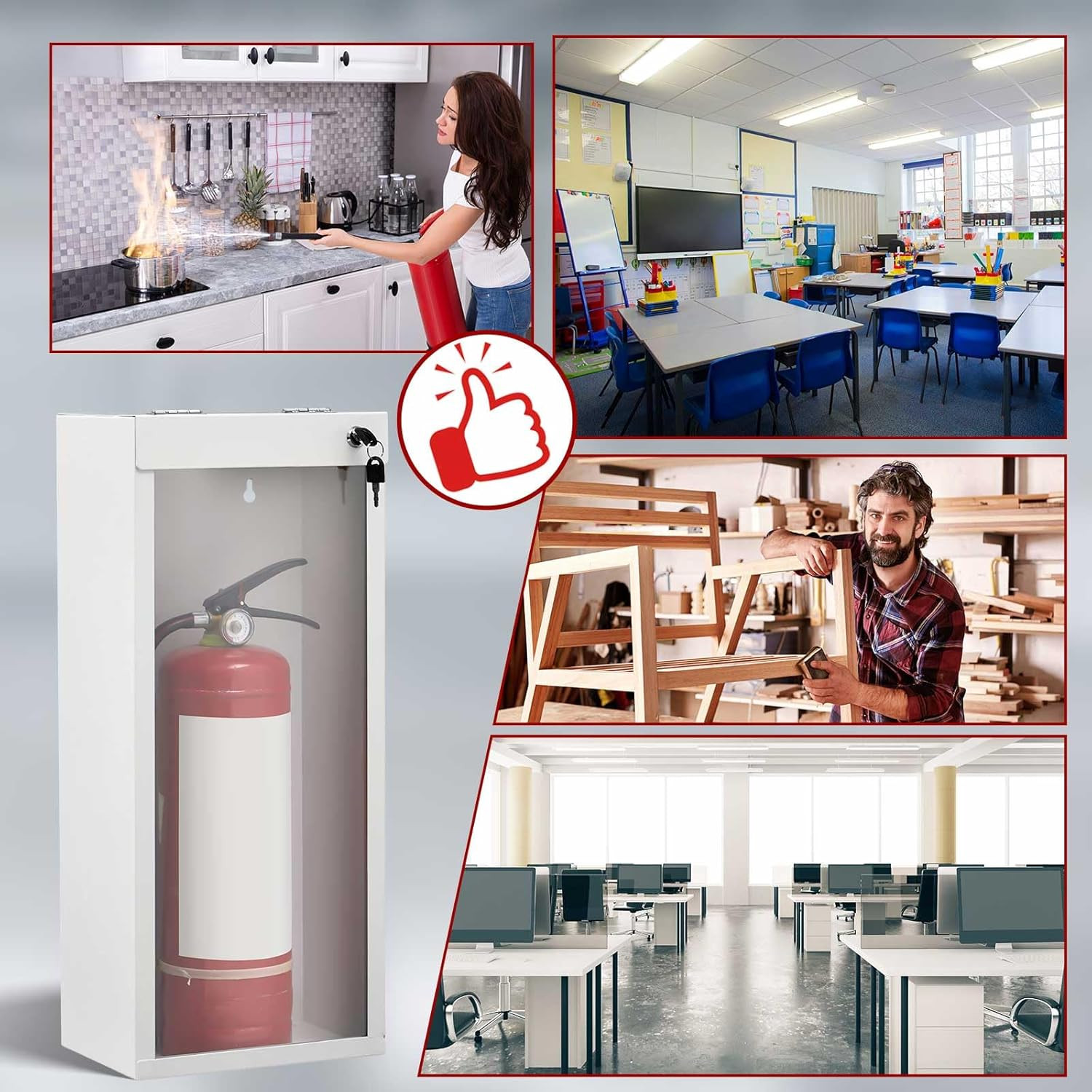 1 Pcs White Fire Extinguisher Cabinet Wall & Surface Mount 24-3/4″ H X 10-1/4″ W