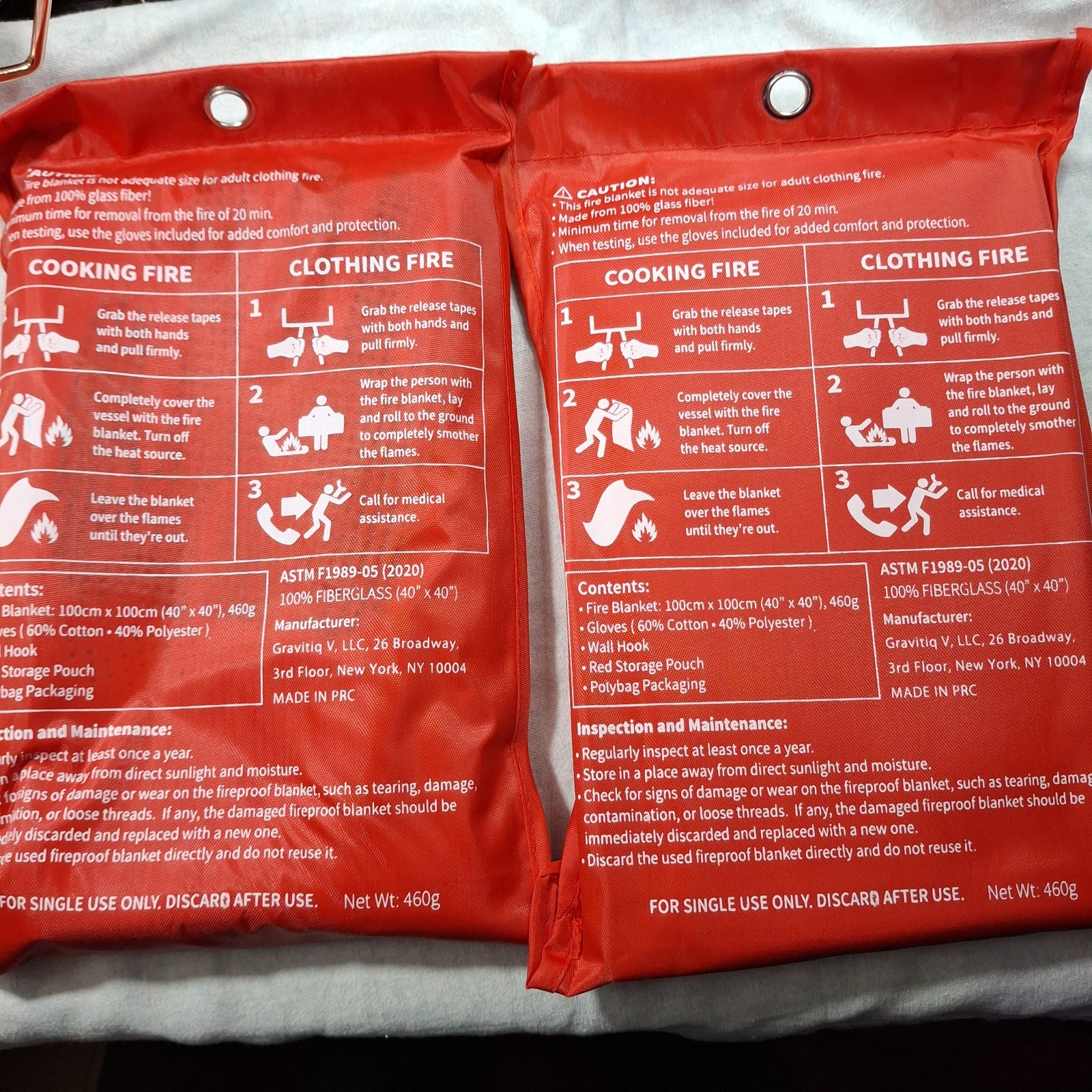 Emergency Fire Blanket, 40″x40″, Fire Suppression/Retardant Tarp for Home, 2Pack