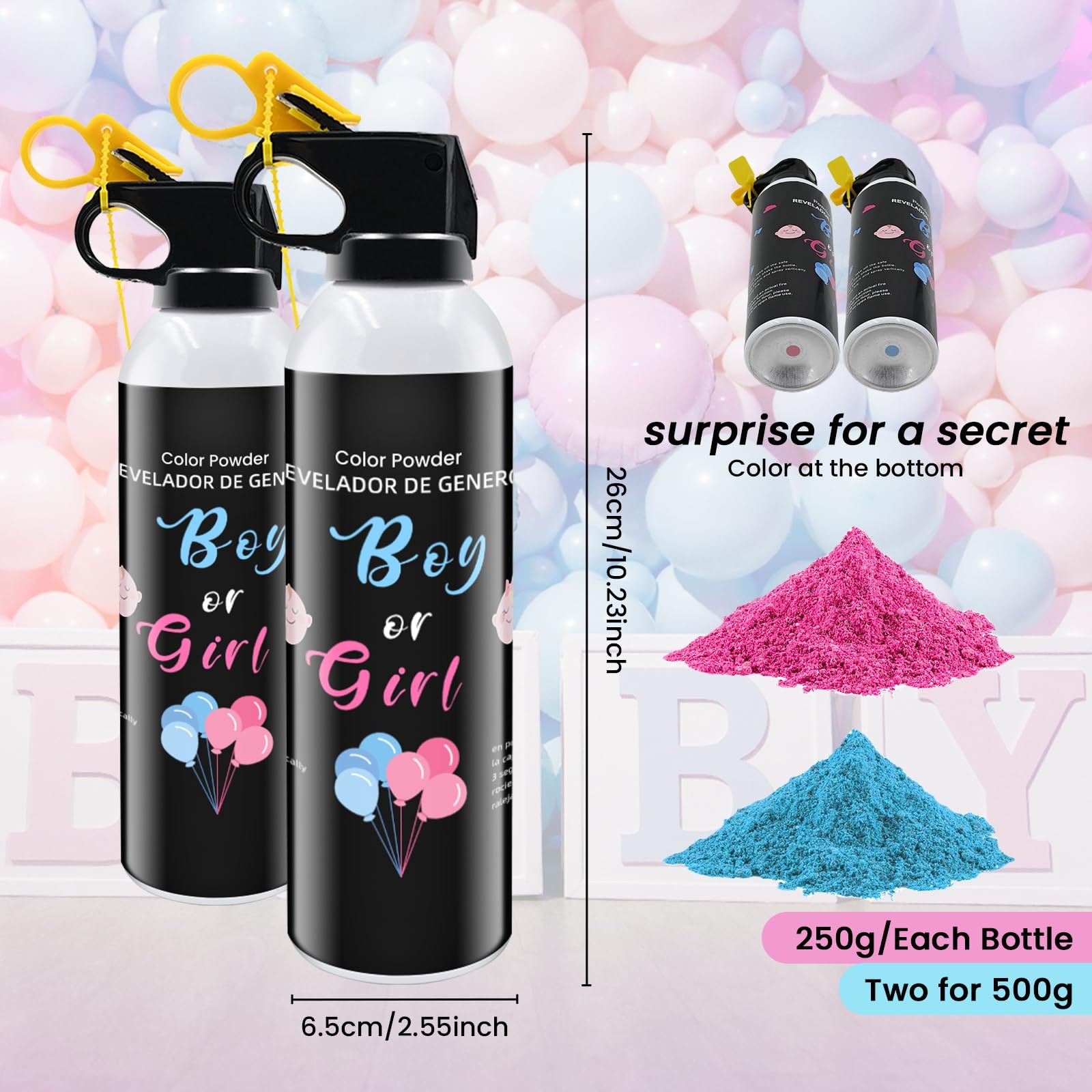 Gender Reveal Fire Extinguisher 2 Pack – Blue or Pink Smoke for Boy or Girl B…