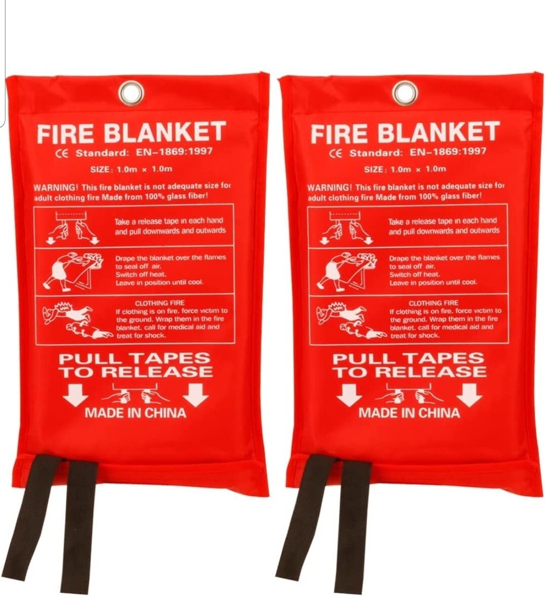 Fire Blanket Fiberglass Fire Emergency Suppression Blanket Flame Retardant 2 pcs