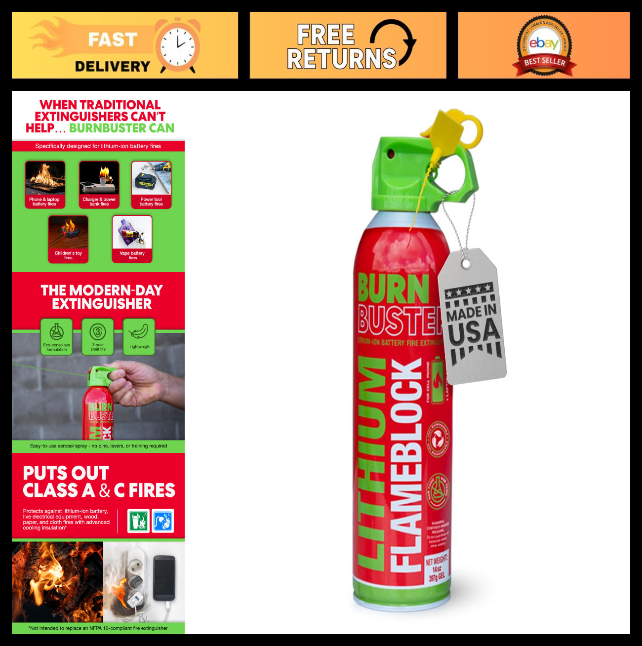 Fire Extinguishing Gel for Battery Fires – Non-Toxic, Eco-Friendly, 14oz Caniste