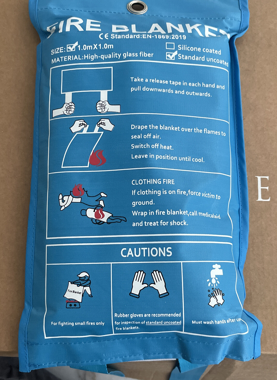Emergency Fire Blanket for Kitchen, Home, Camping, People, Office, 1 Pack