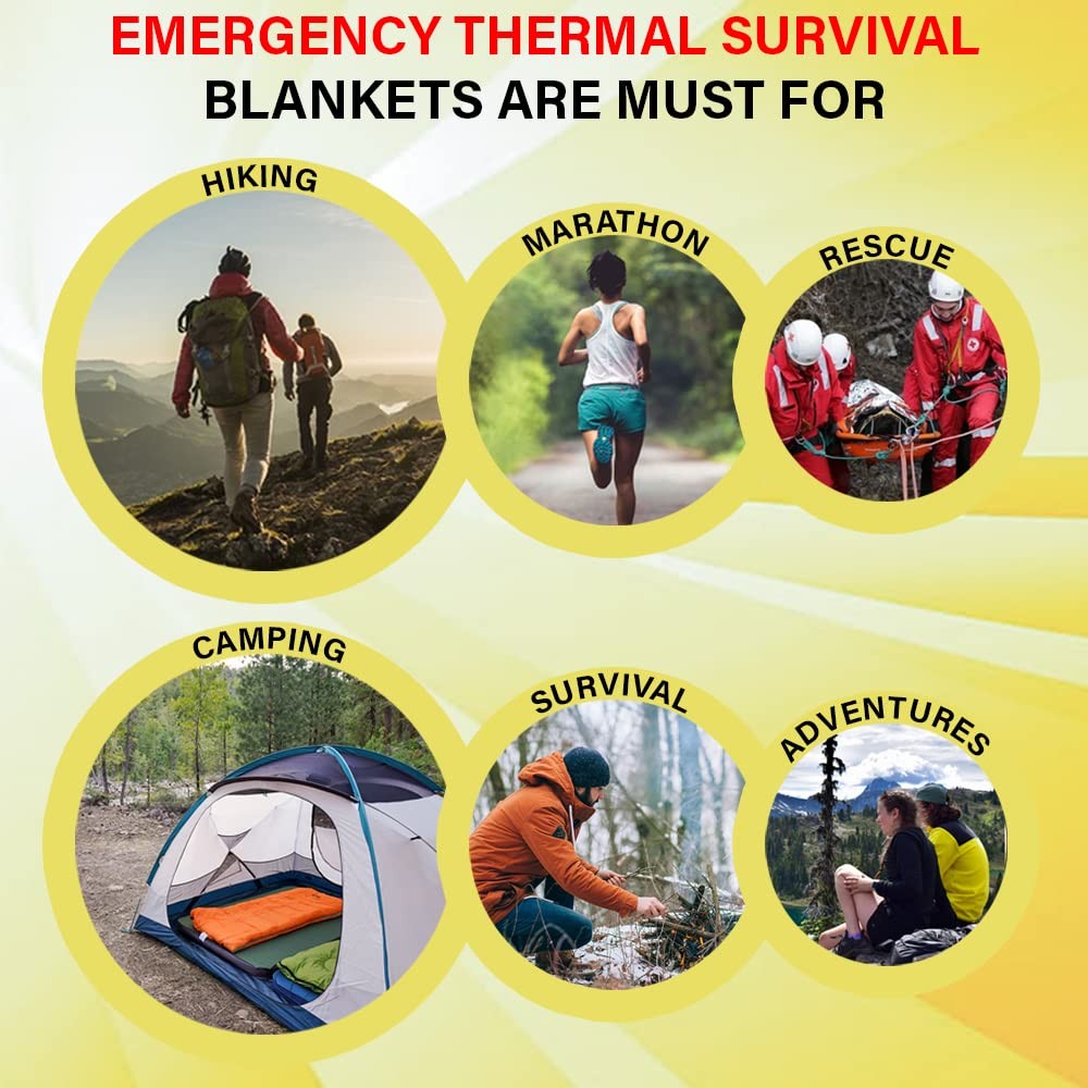 Rawyer Emergency Thermal Survival Blankets (4 Pack), Mylar Blankets for Outdo…