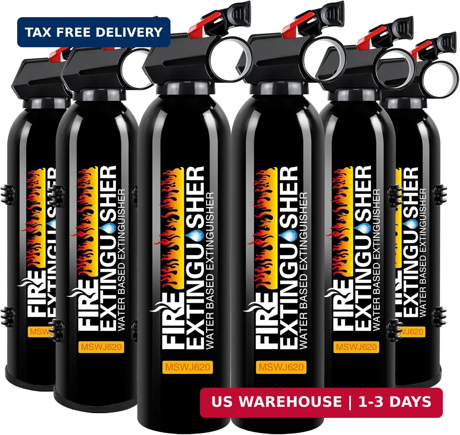6Pack Fire Extinguisher for Home – 8 in 1 Portable A, B, C, K Fire Extinguishers