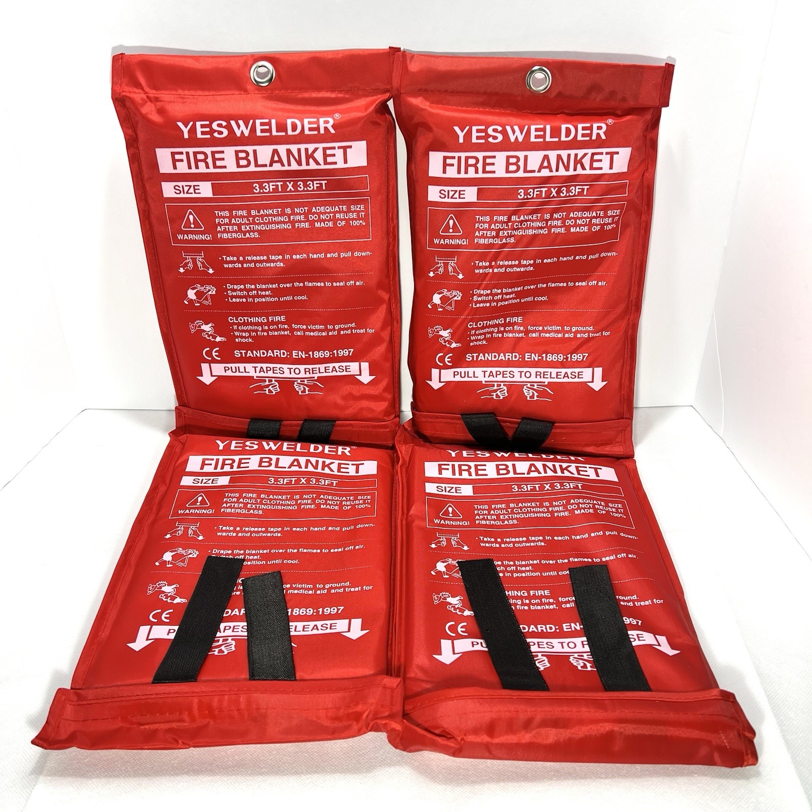 4 PACK FIRE BLANKET Fiberglass Emergency Home Retardant Prepared 39”x39” Fire