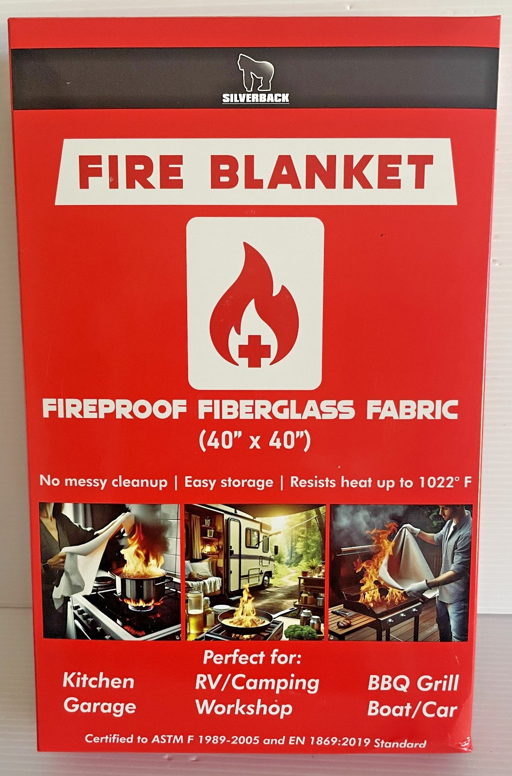 Silverback 40″ x 40″ Fireproof Fiberglass Fire Blanket NIB
