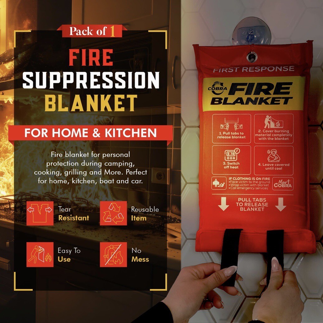 2 X FIRE EXTINGUISHER CAMPING BLANKET COVER THROW HOME BARBECUE GRILL 40 X 40
