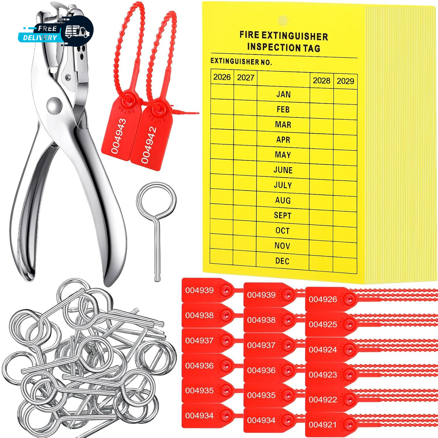 76 Pieces Fire Extinguisher Inspection Tags Set Including Plastic