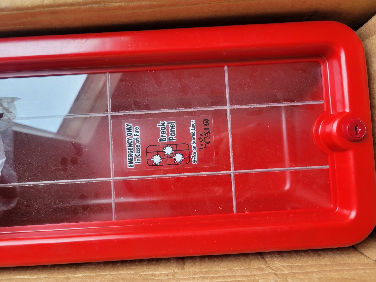 Fire extinguisher wall mount cover case box With KEY Break In Case Of Emergency