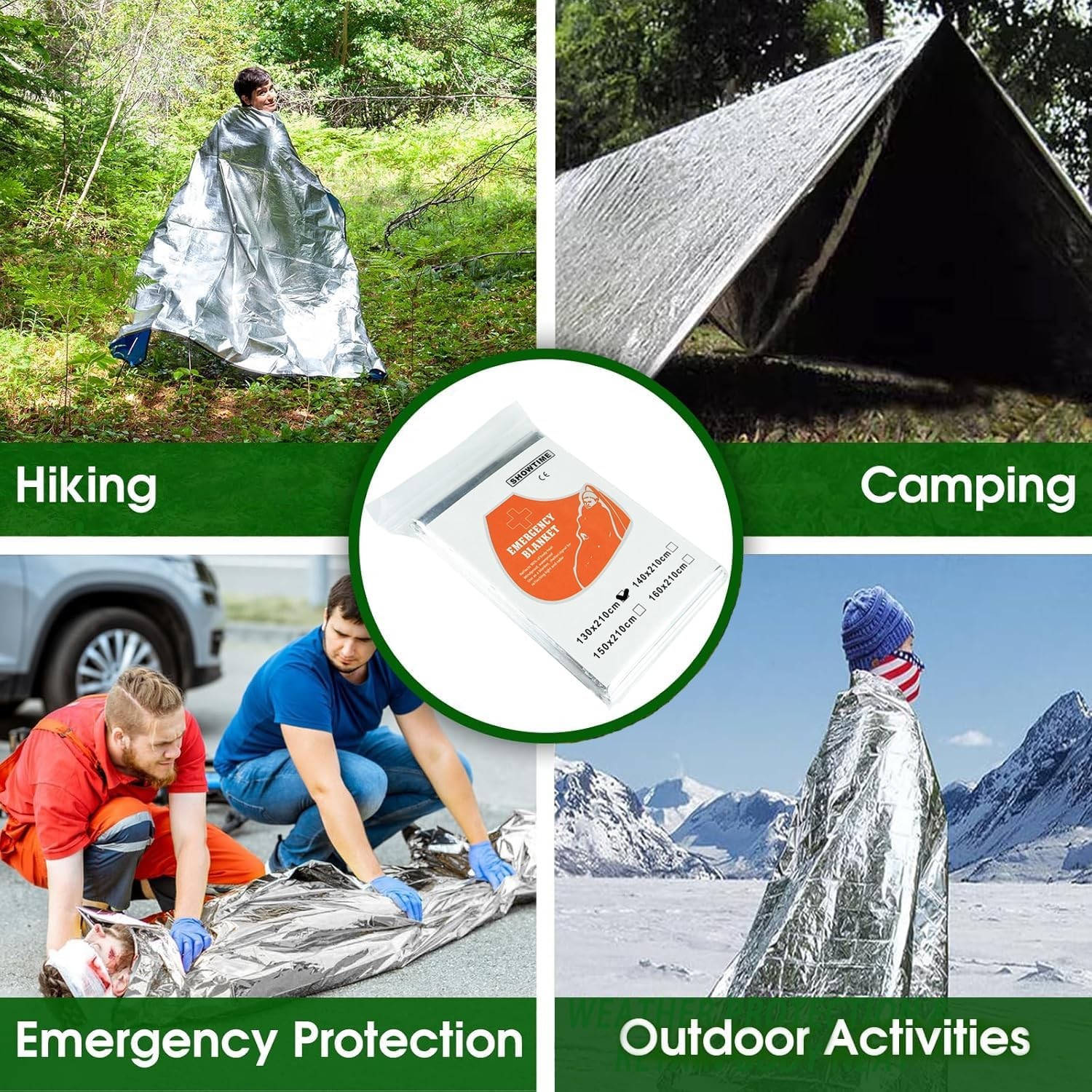 20 Pack Emergency Mylar Blanket Silver 83″ x 52″ Perfect for Outdoors Hiking