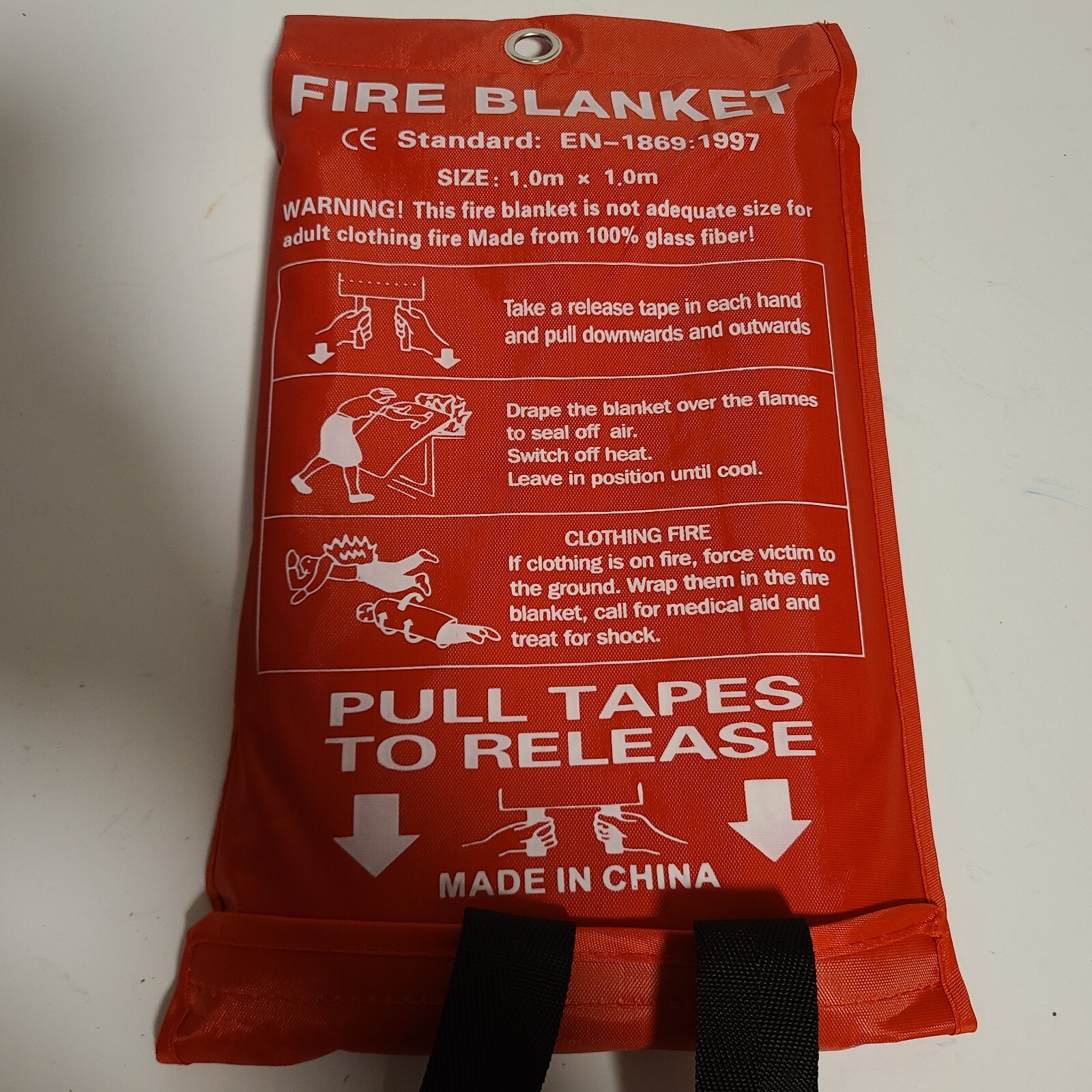 FIRE BLANKET Fiberglass Hero Emergency Home Retardant Prepared 39”x39” 1m x 1m