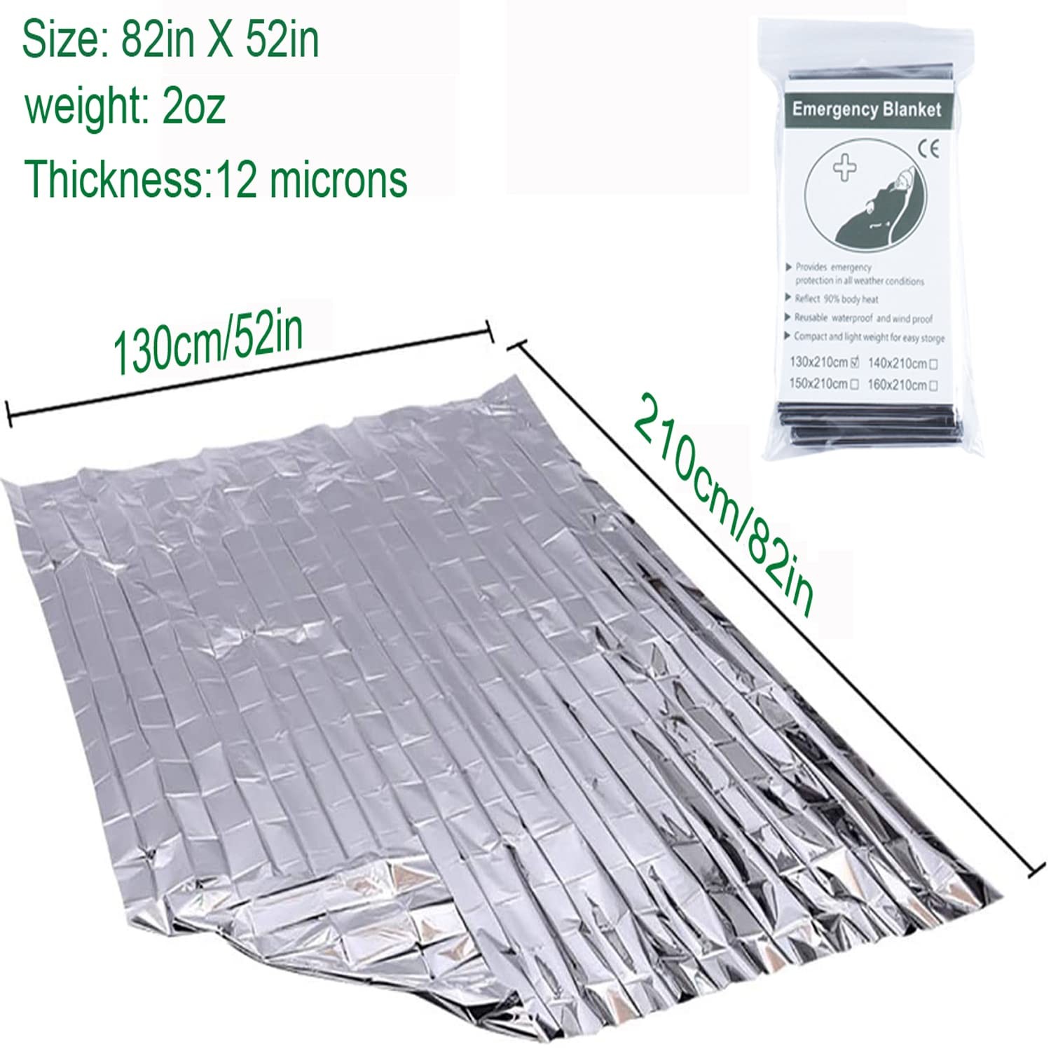 Emergency Mylar Thermal Blankets, Designed for Outdoors, Survival Reflective …