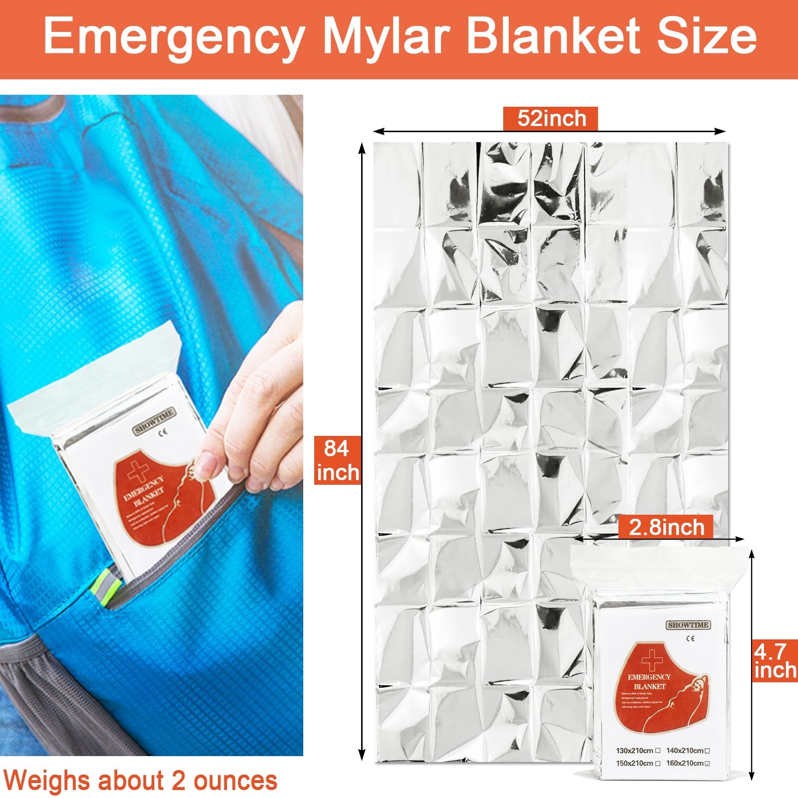 10 Pack Emergency Mylar Thermal Blankets – 84″x52″ Durable Space Blankets for…