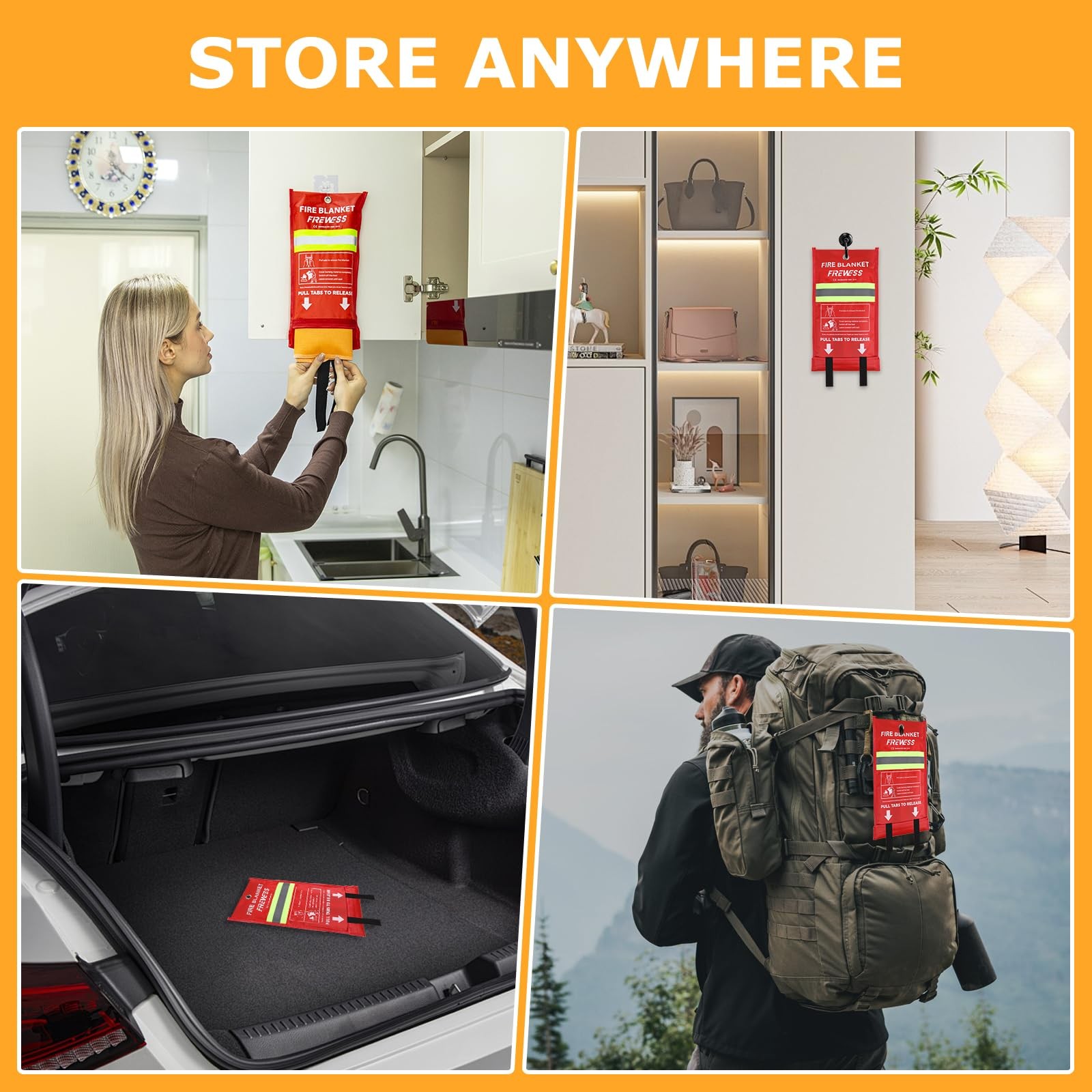 Emergency Fire Blanket, Silicone Flame Retardant, 39.4″x39.4″ for Home & Office