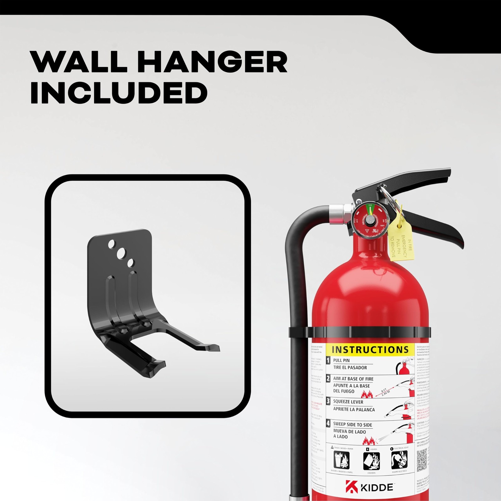 Kidde Pro 340 Commercial Fire Extinguisher 3A 40 B C PRO 5MP 1 Rechargeable and